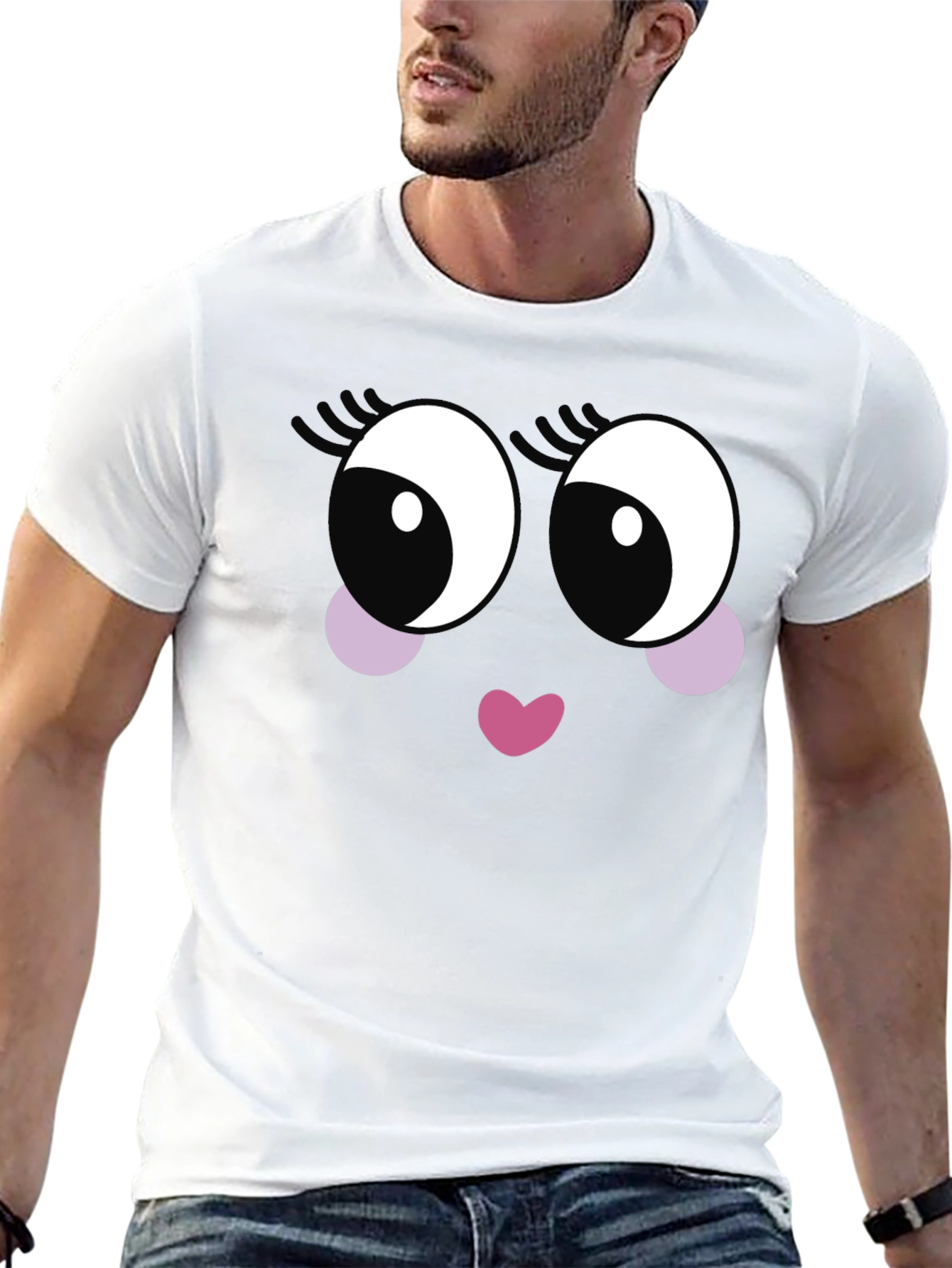 Cute Cartoon Face Black T-Shirt