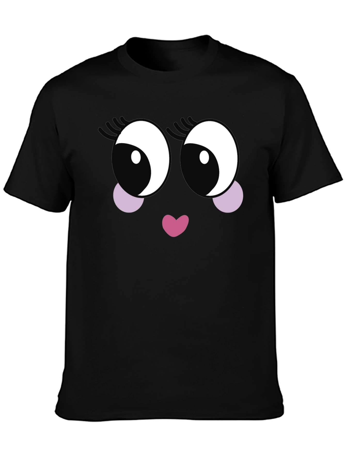 Cute Cartoon Face Black T-Shirt