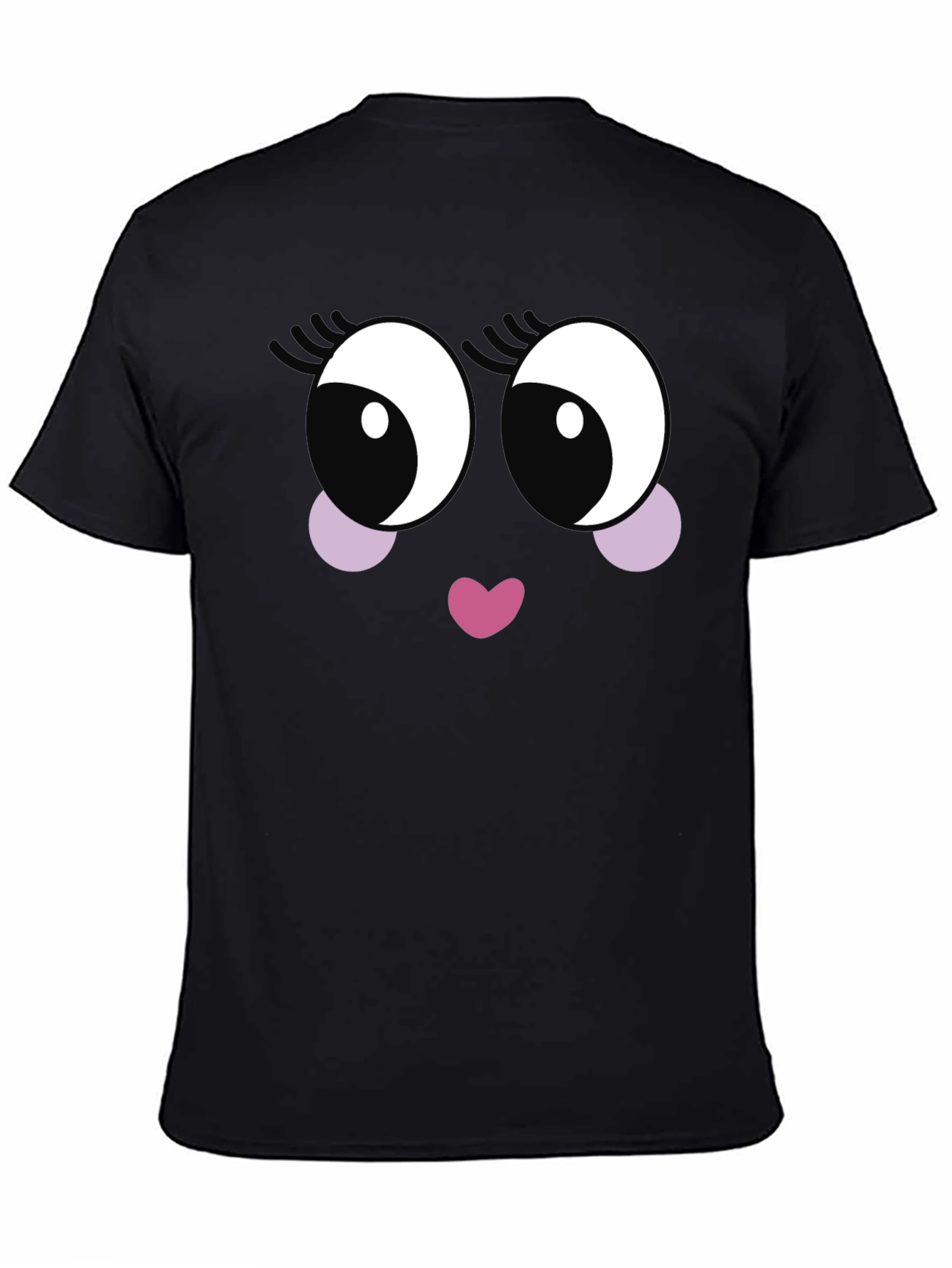 Cute Cartoon Face Black T-Shirt