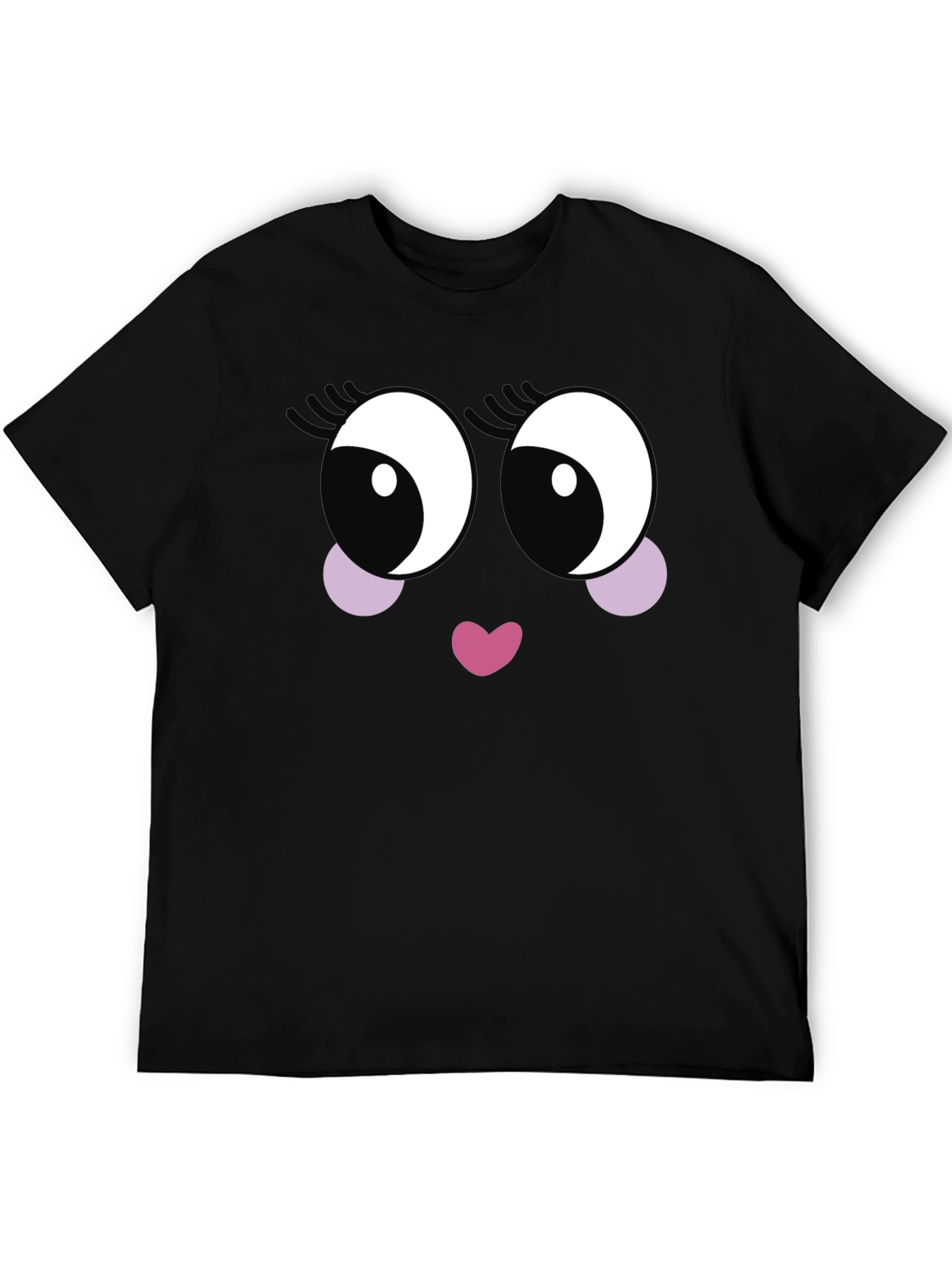Cute Cartoon Face Black T-Shirt