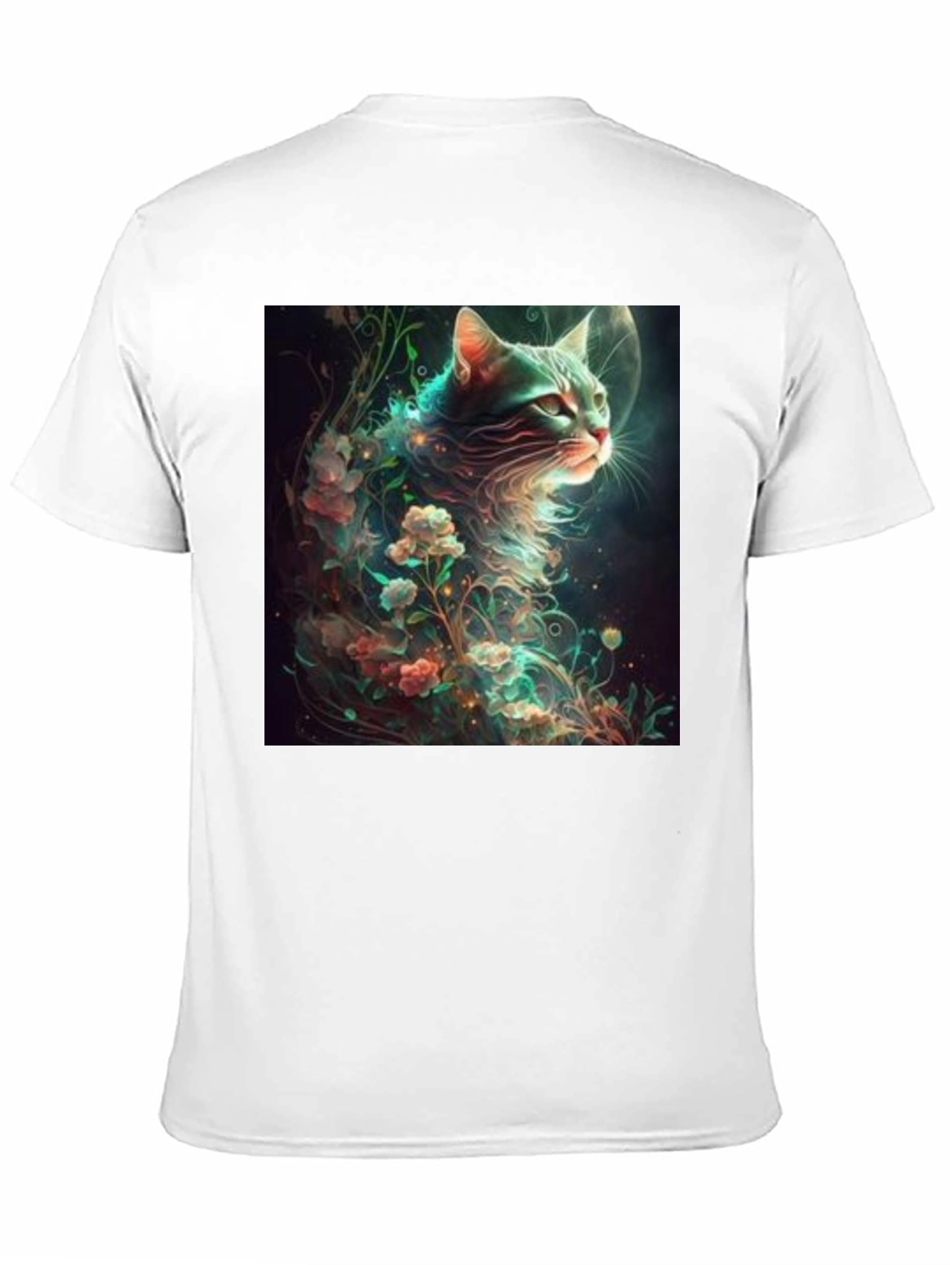 Mystical Cat T-Shirt - Black Cotton Blend