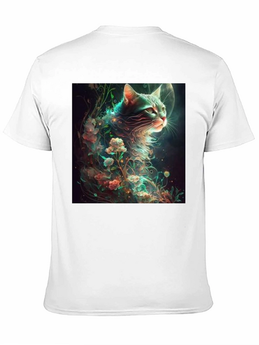 Mystical Cat T-Shirt - Black Cotton Blend