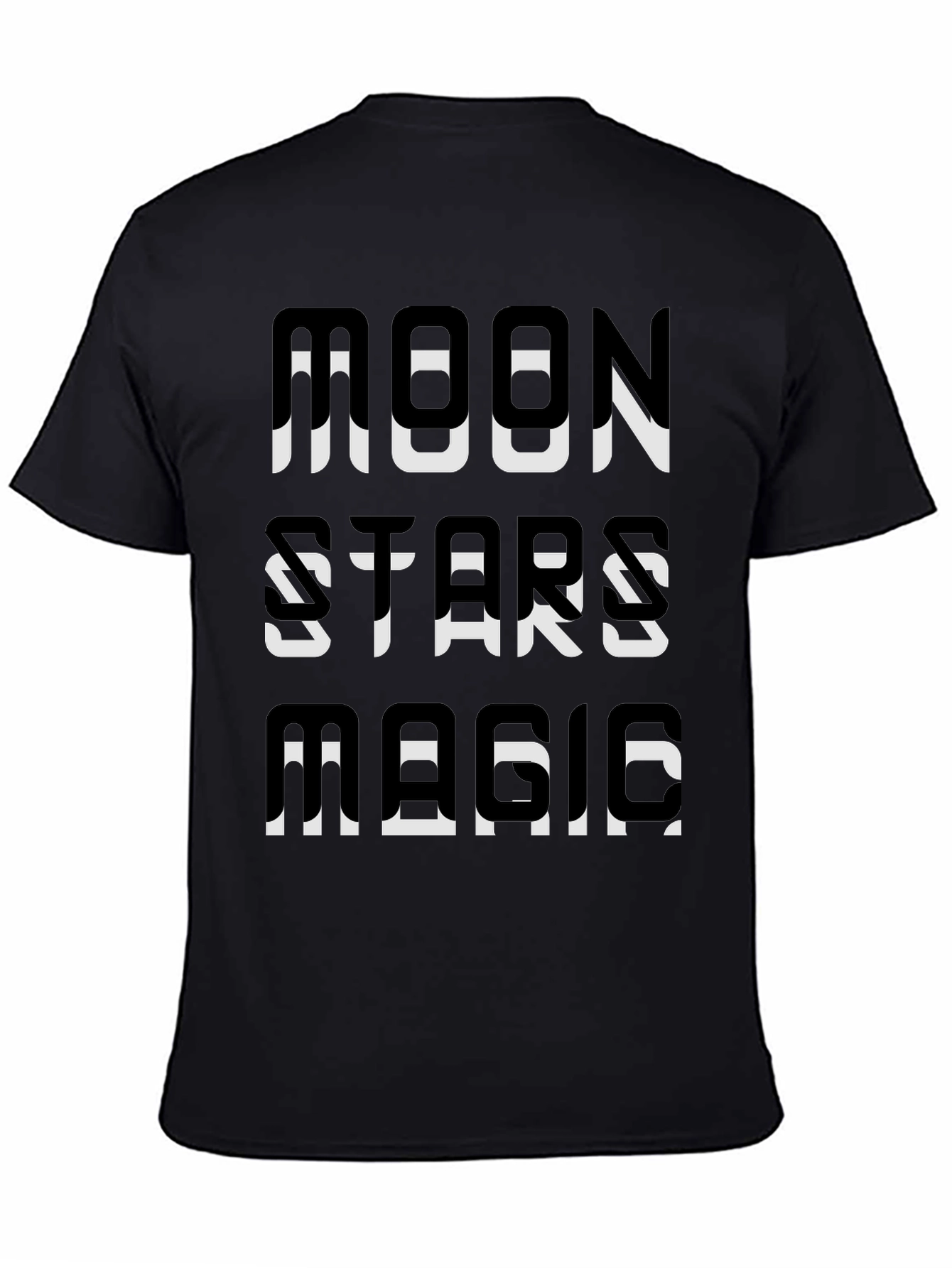 Moon Stars Magic Graphic Tee - Black Cotton T-Shirt