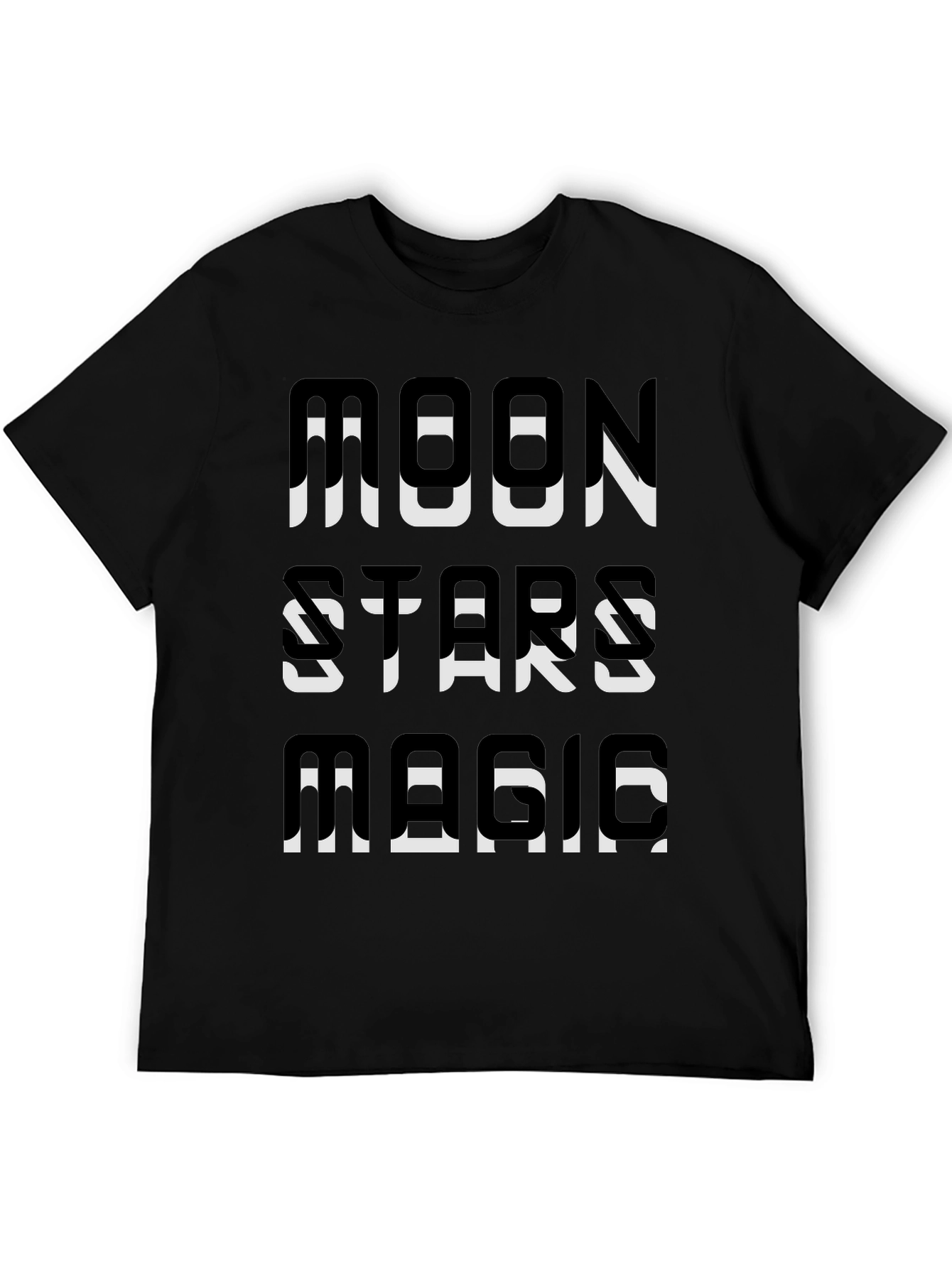 Moon Stars Magic Graphic Tee - Black Cotton T-Shirt
