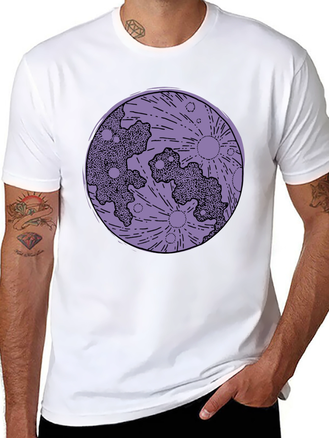Moon Print Black T-Shirt - Celestial Graphic Tee