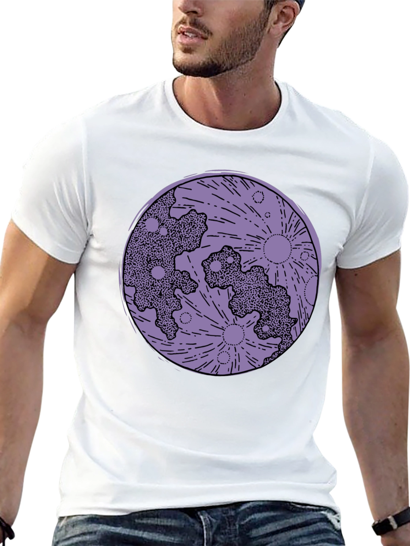 Moon Print Black T-Shirt - Celestial Graphic Tee