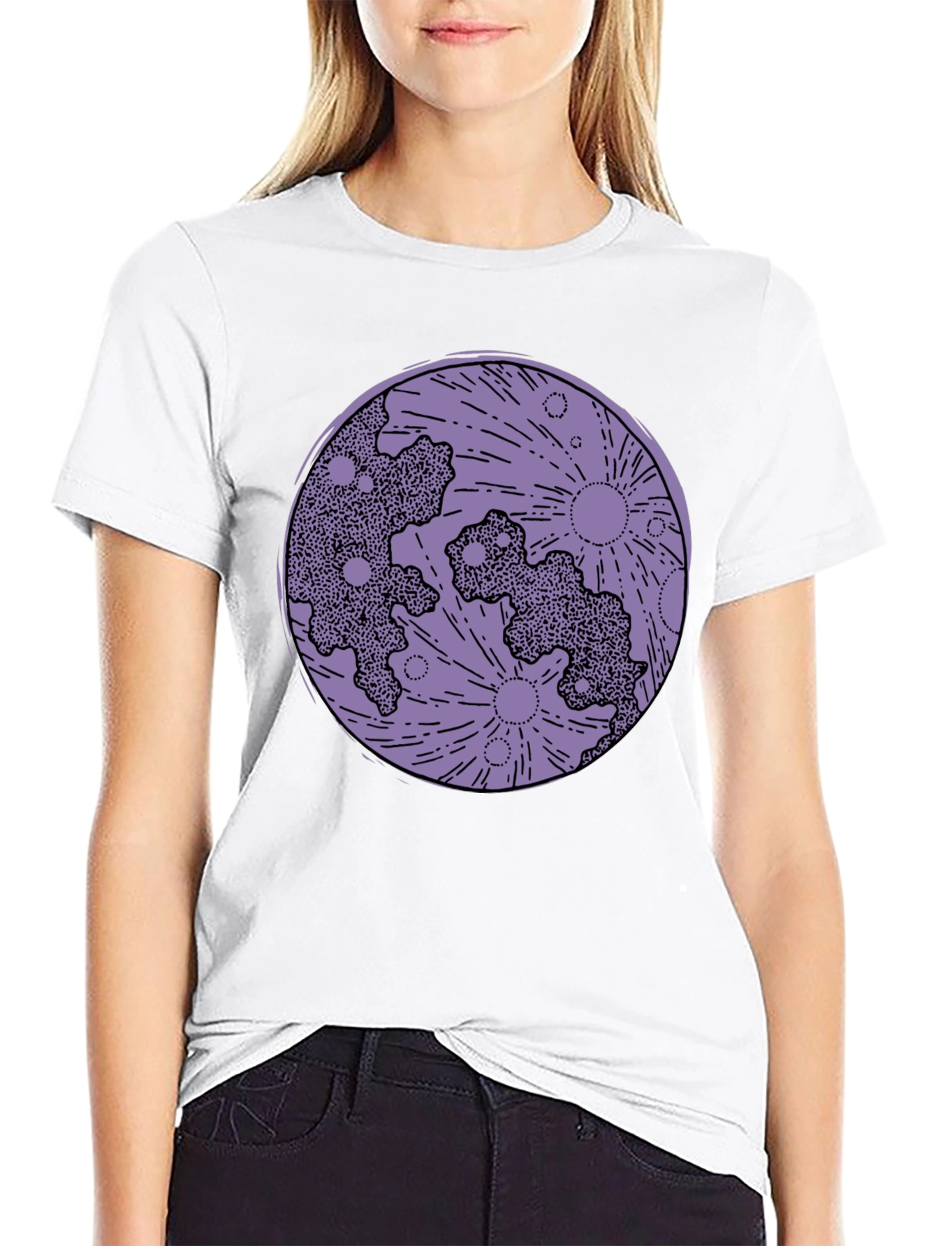 Moon Print Black T-Shirt - Celestial Graphic Tee