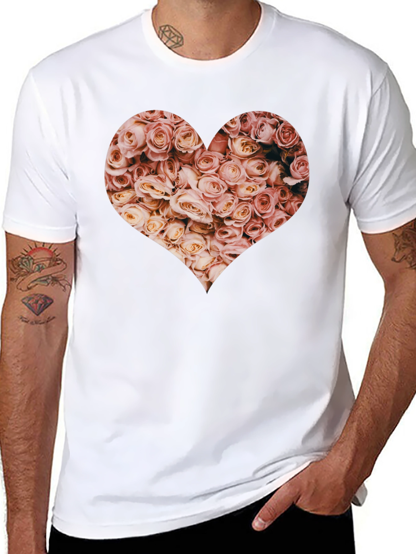 Floral Heart Graphic Tee - Black