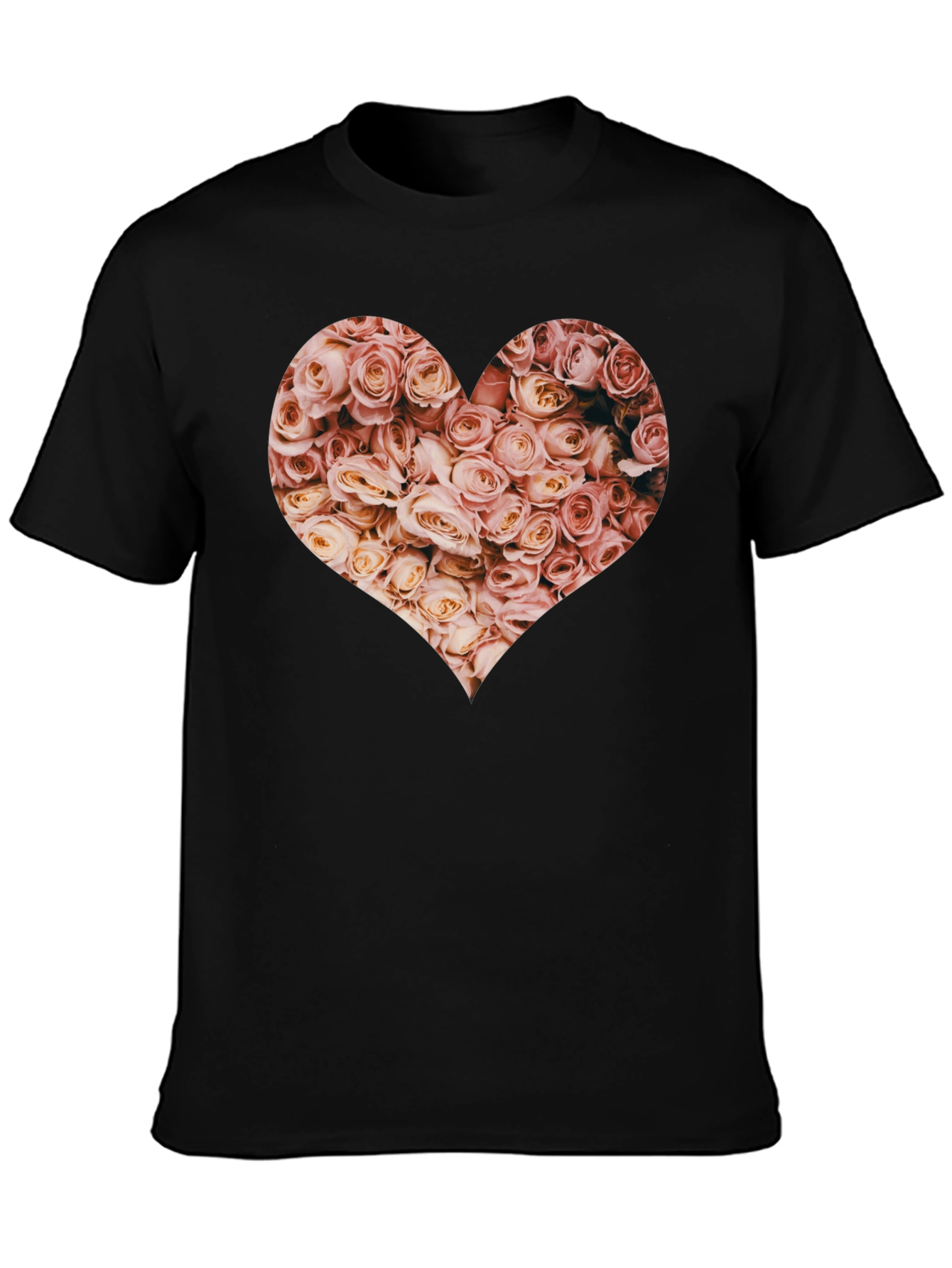 Floral Heart Graphic Tee - Black