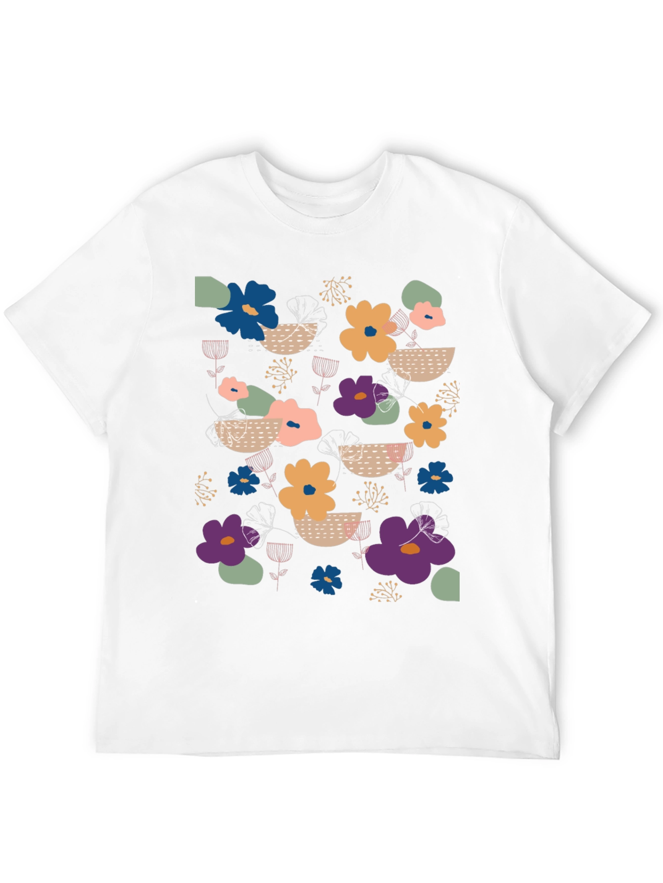 Floral Print Mens Black T-Shirt