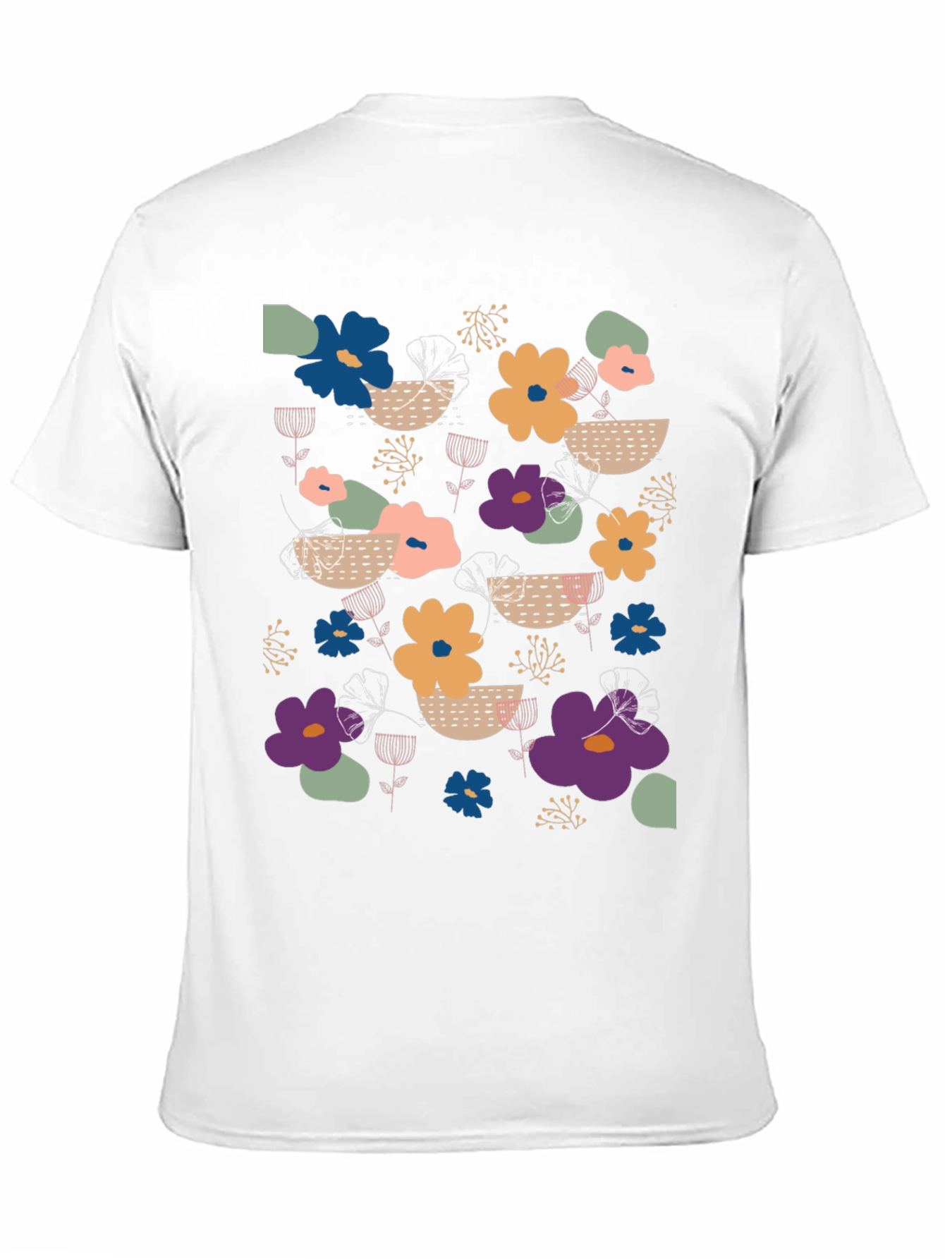 Floral Print Mens Black T-Shirt