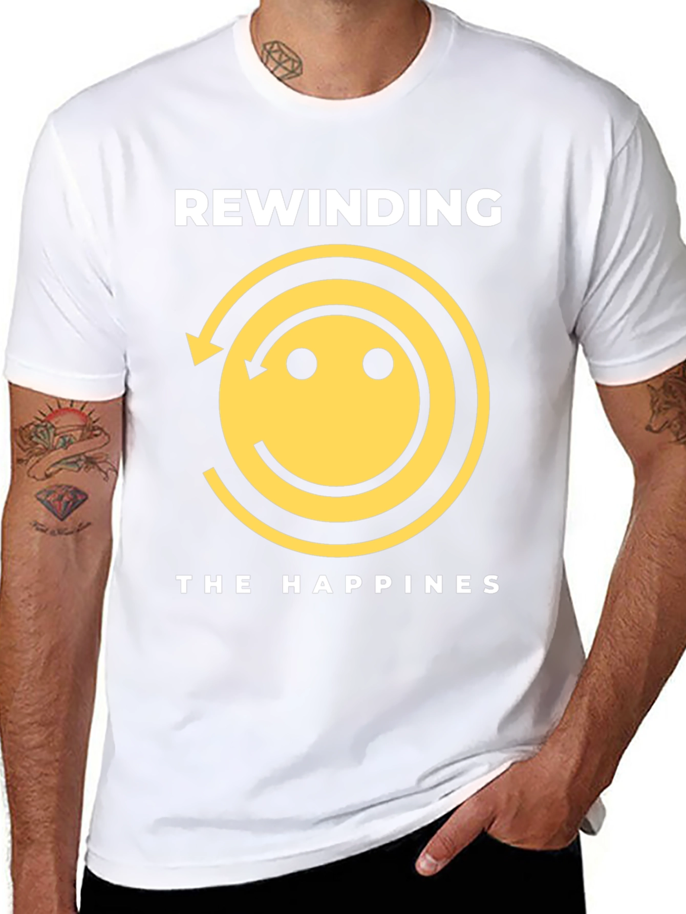 Rewinding the Happiness Black Graphic Tee