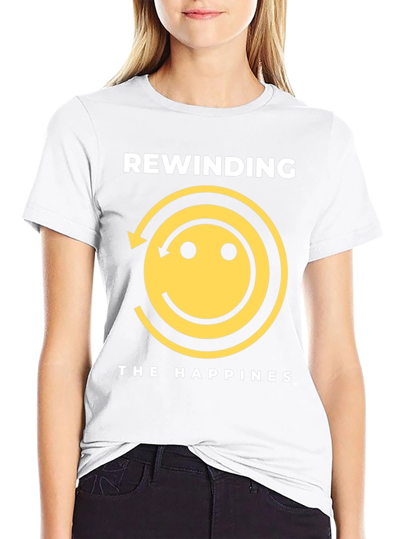 Rewinding the Happiness Black Graphic Tee