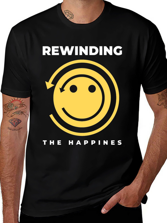 Rewinding the Happiness Black Graphic Tee