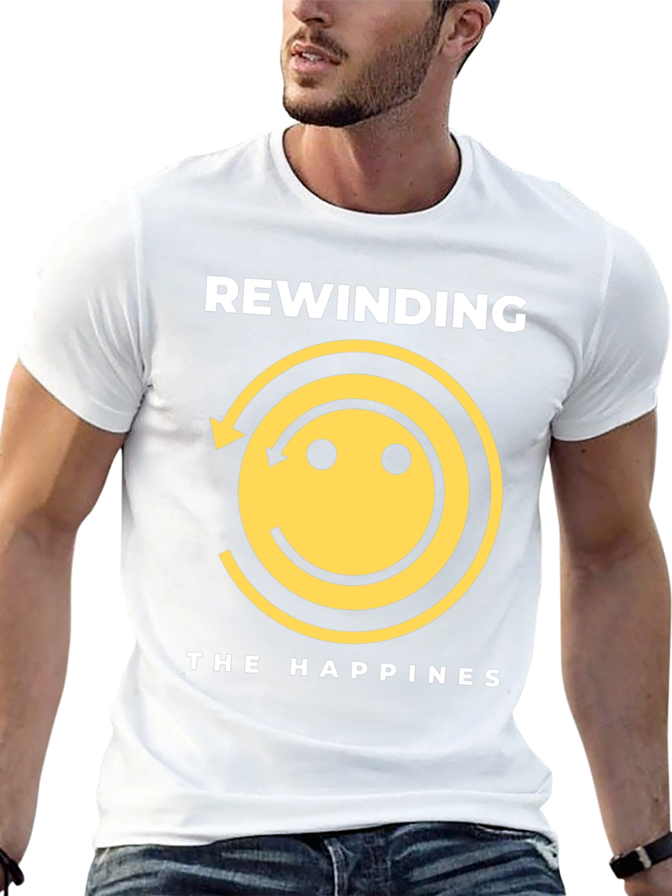 Rewinding the Happiness Black Graphic Tee