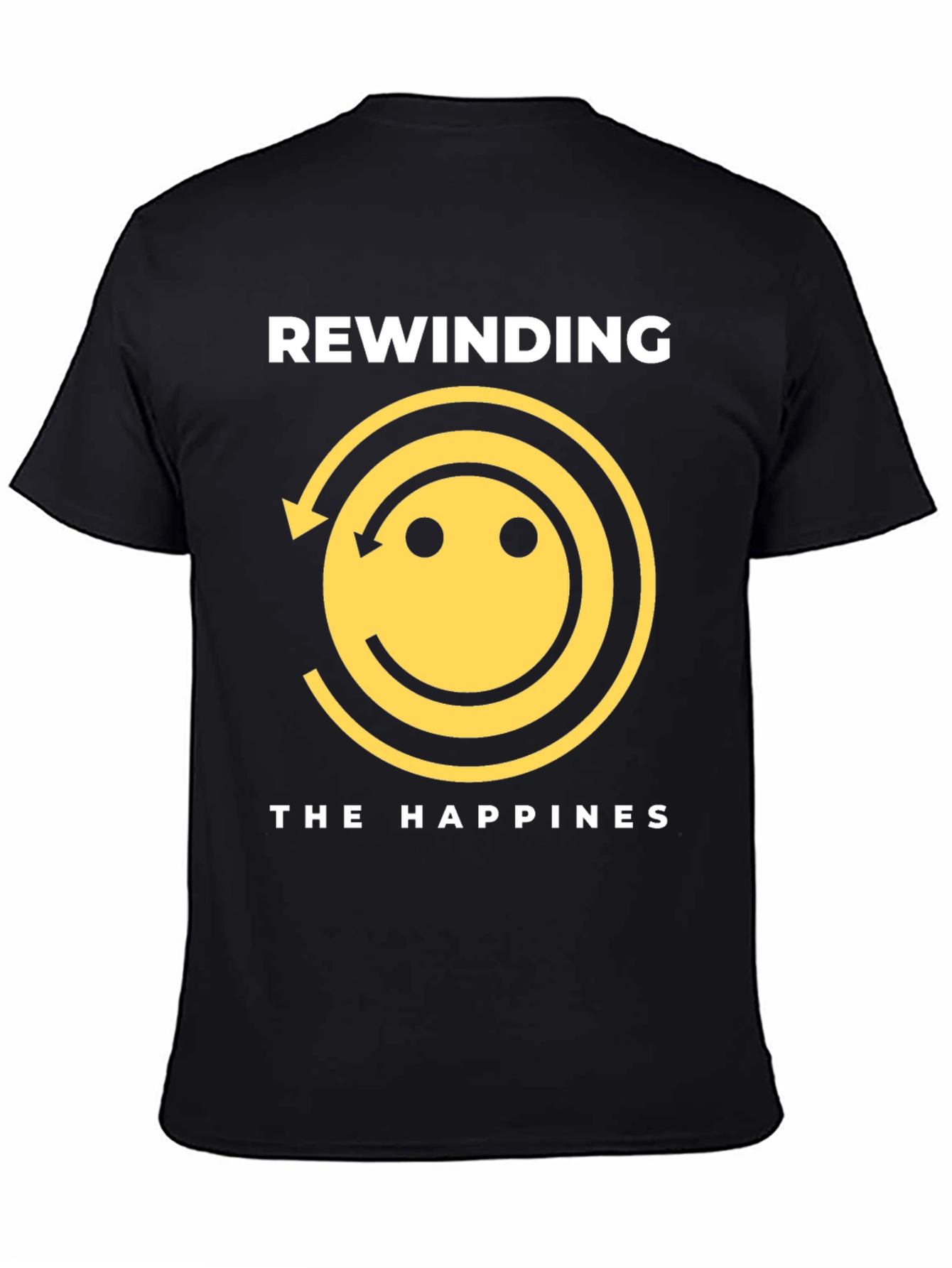 Rewinding the Happiness Black Graphic Tee