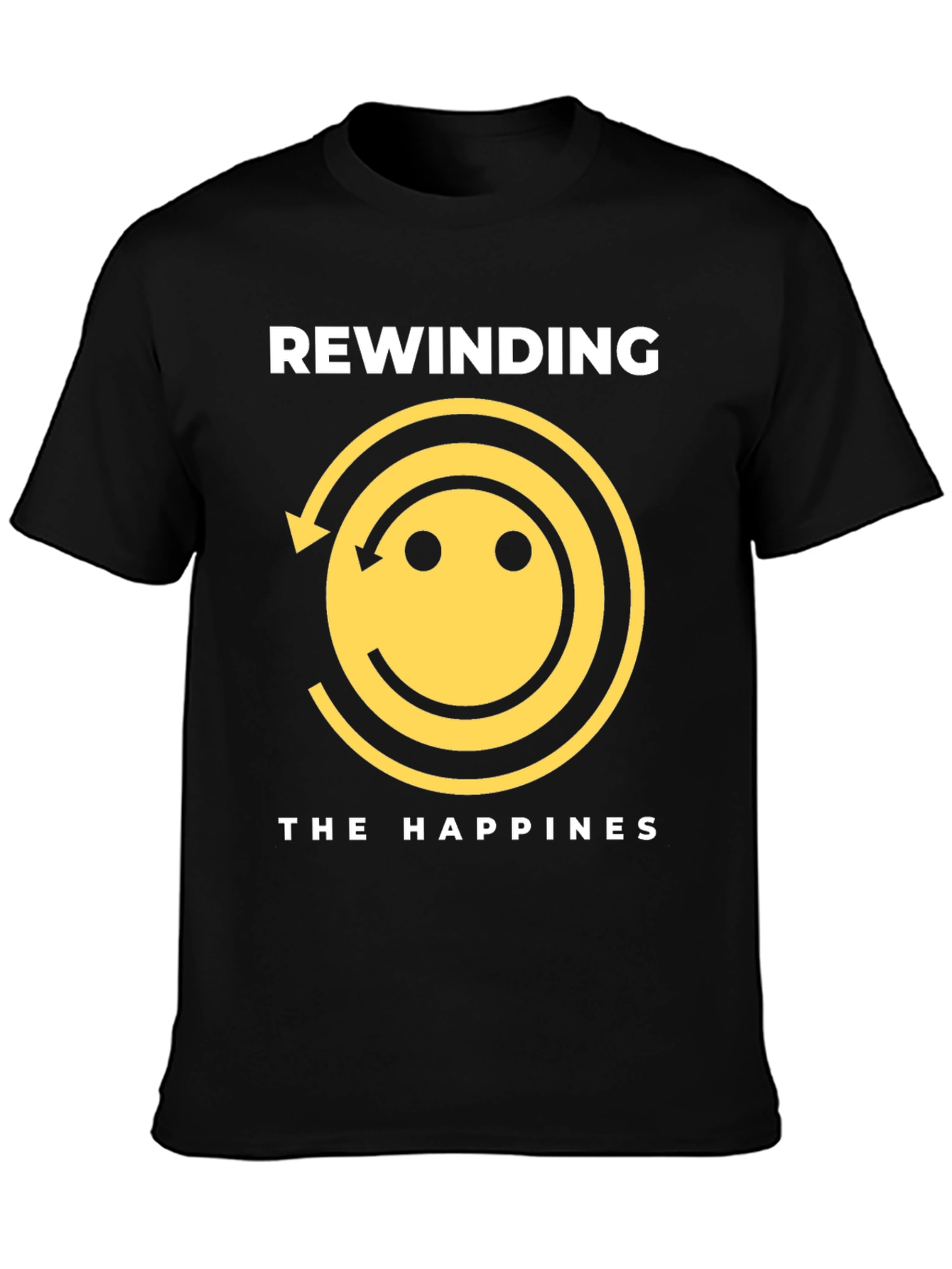 Rewinding the Happiness Black Graphic Tee