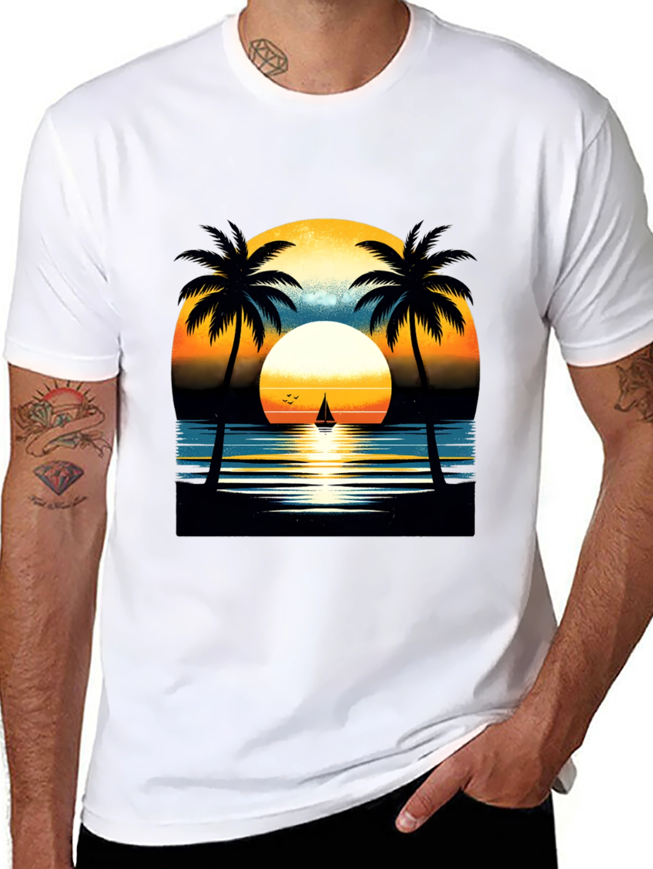 Sunset Palm Tree Graphic Tee