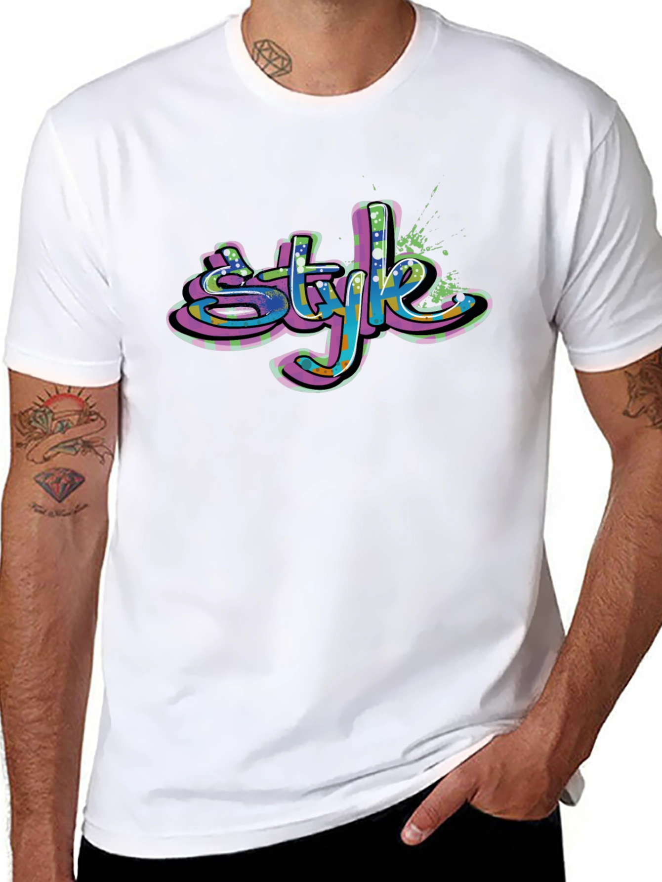 Graffiti Style T-Shirt - Bold Graphic Print Tee