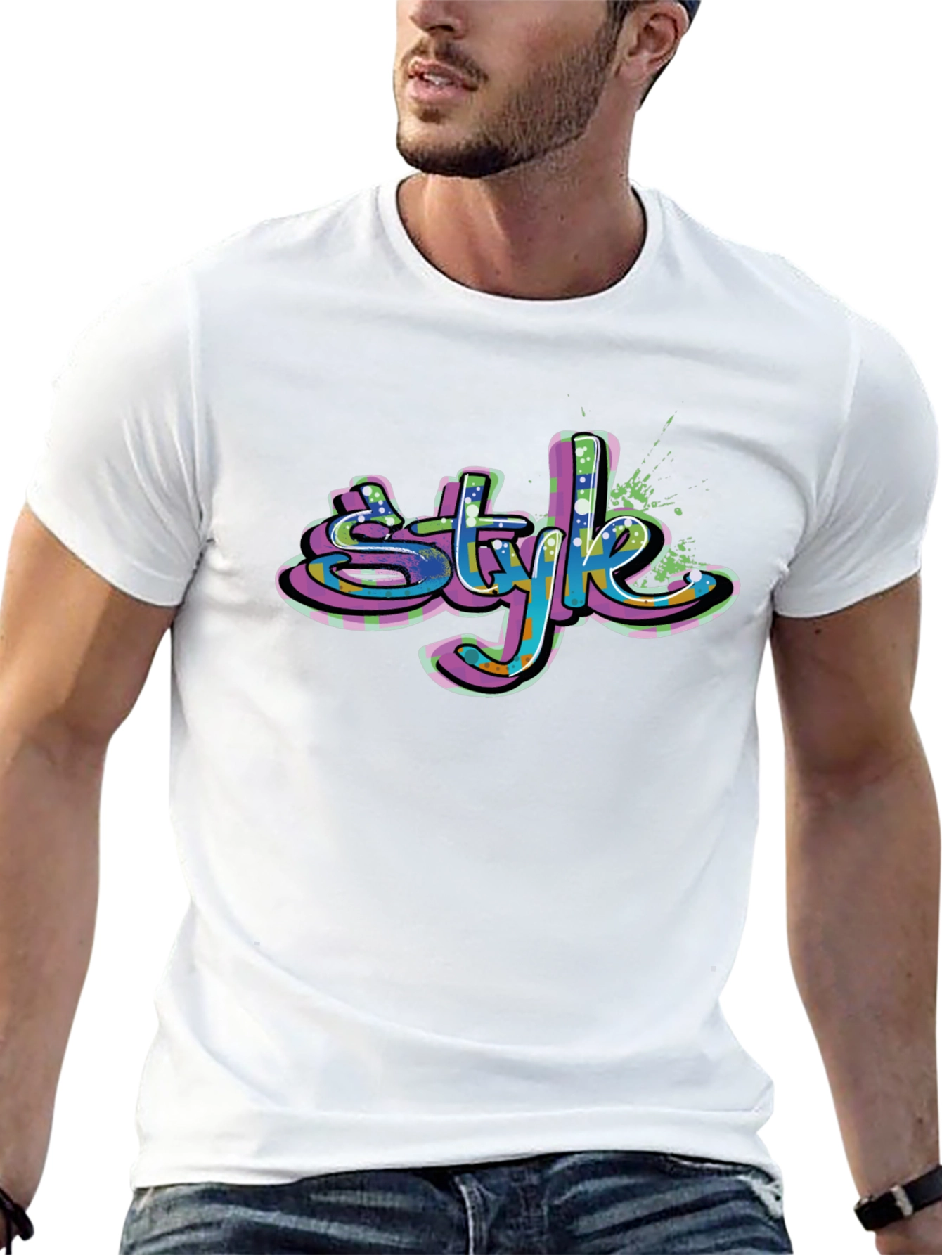 Graffiti Style T-Shirt - Bold Graphic Print Tee