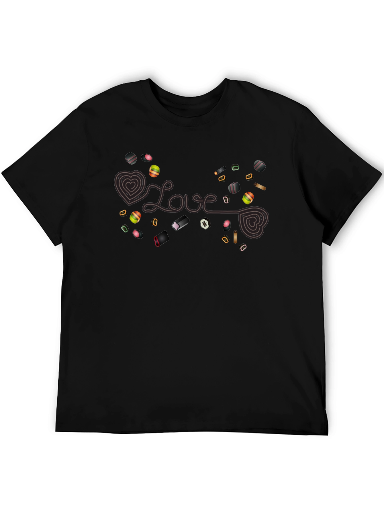 Love Candy Heart Graphic Black T-Shirt