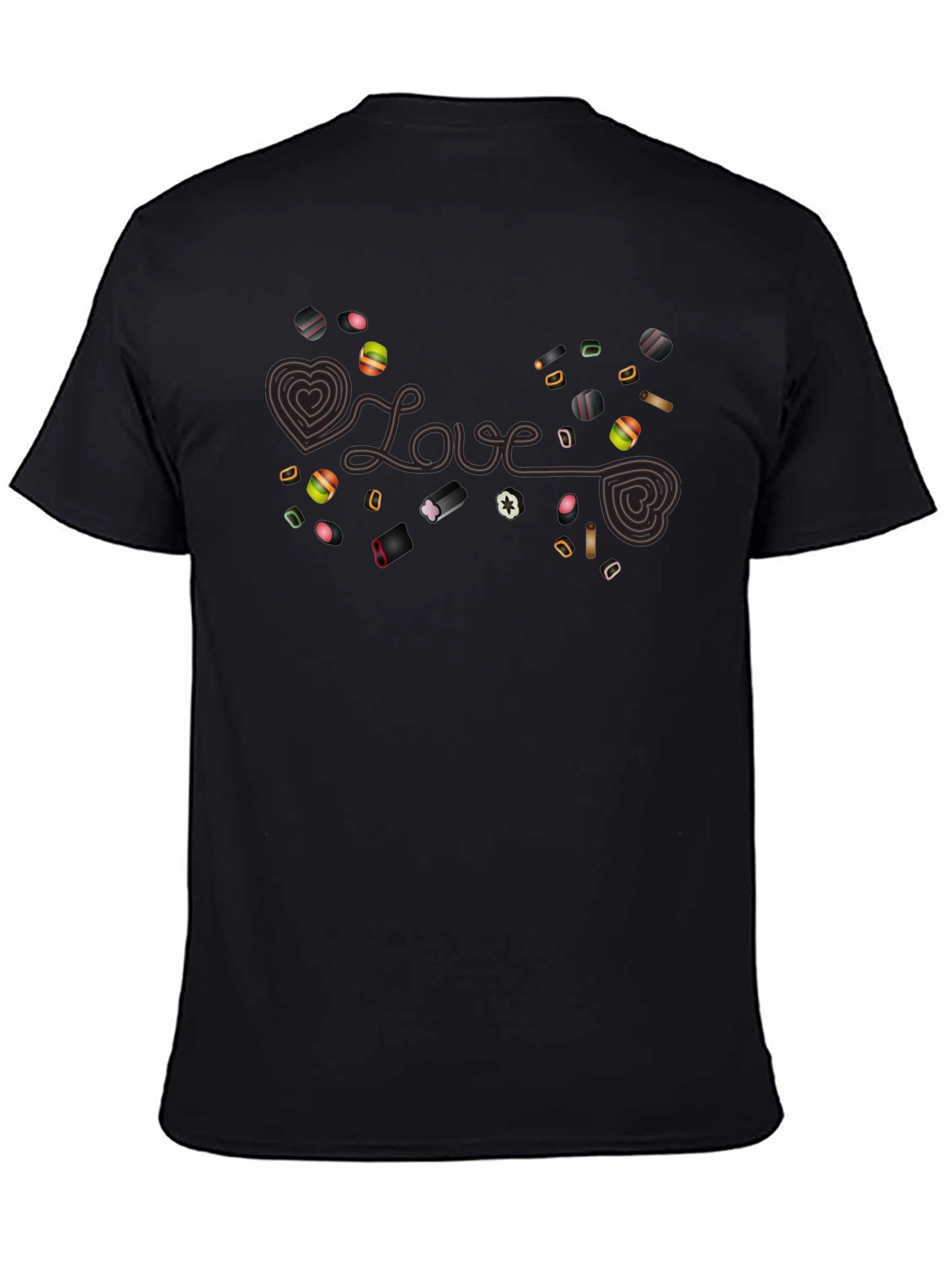 Love Candy Heart Graphic Black T-Shirt