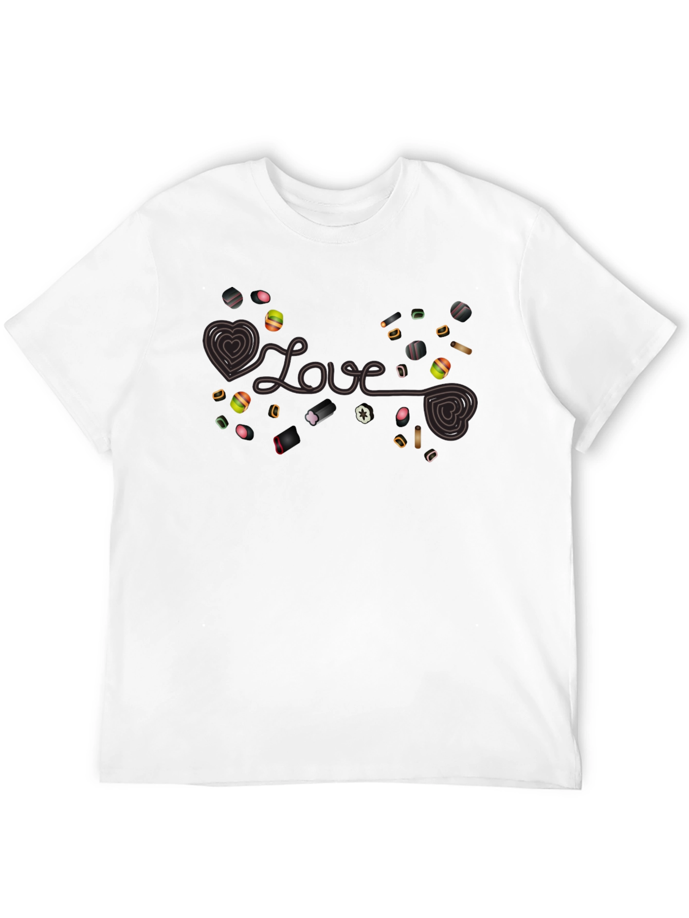 Love Candy Heart Graphic Black T-Shirt