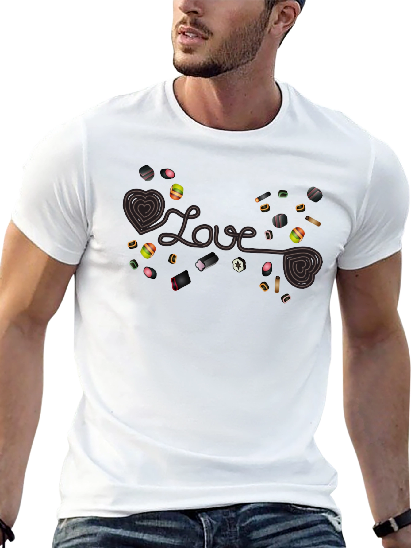 Love Candy Heart Graphic Black T-Shirt