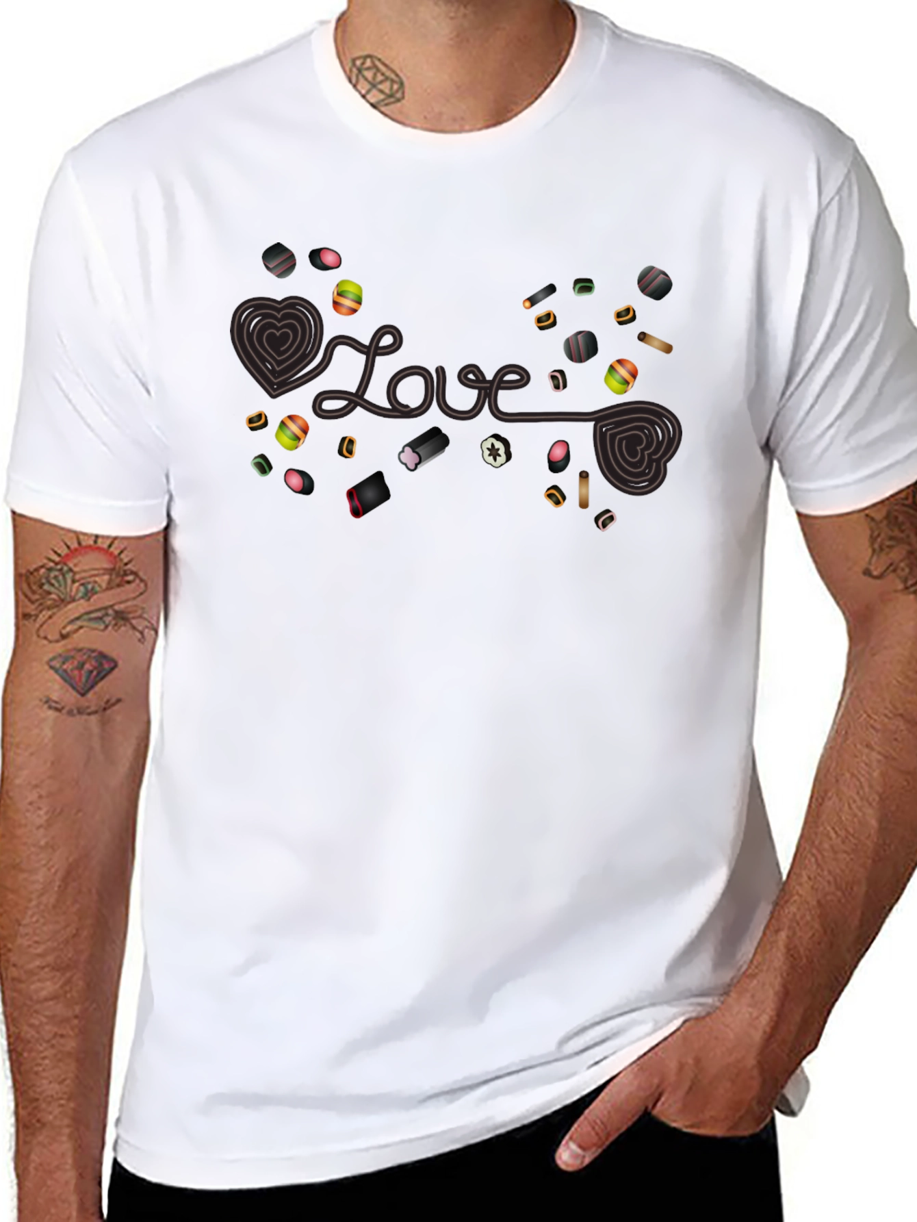 Love Candy Heart Graphic Black T-Shirt