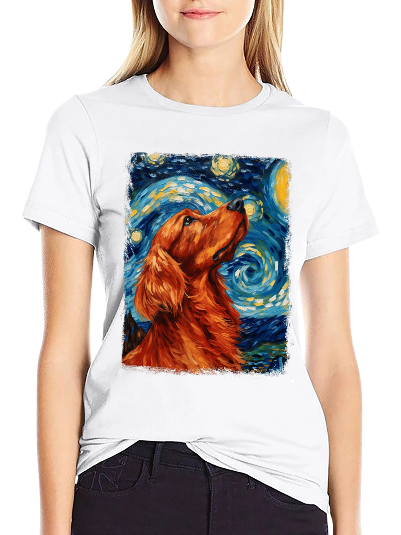 Dog Starry Night Art T-Shirt