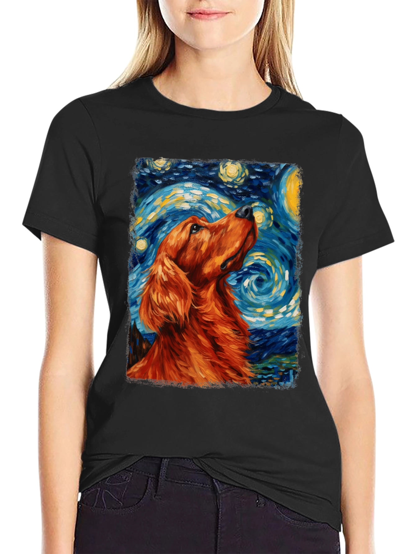 Dog Starry Night Art T-Shirt