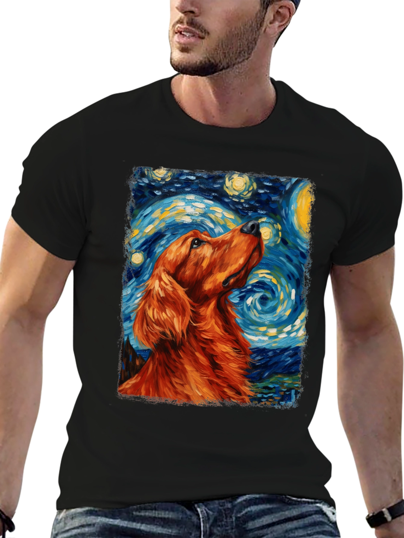 Dog Starry Night Art T-Shirt