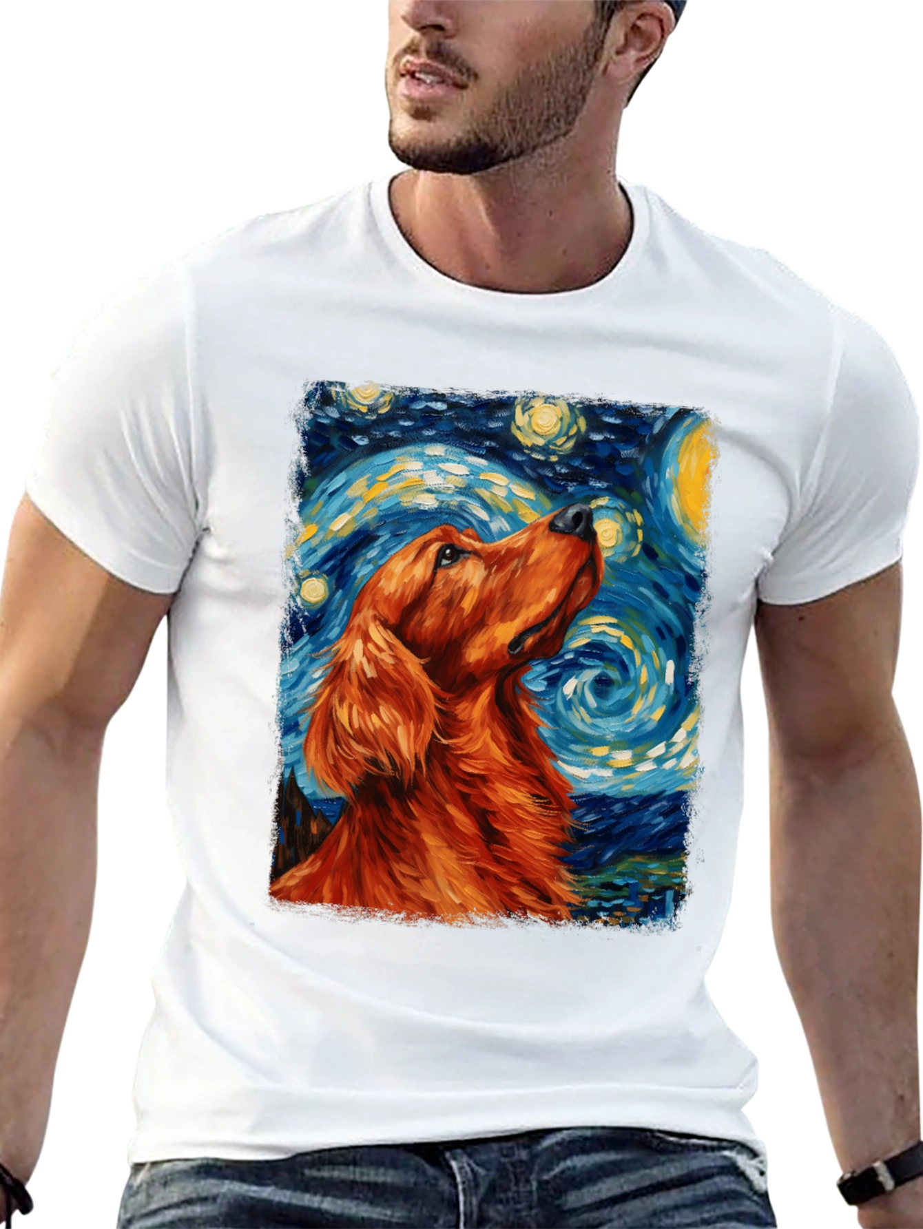 Dog Starry Night Art T-Shirt