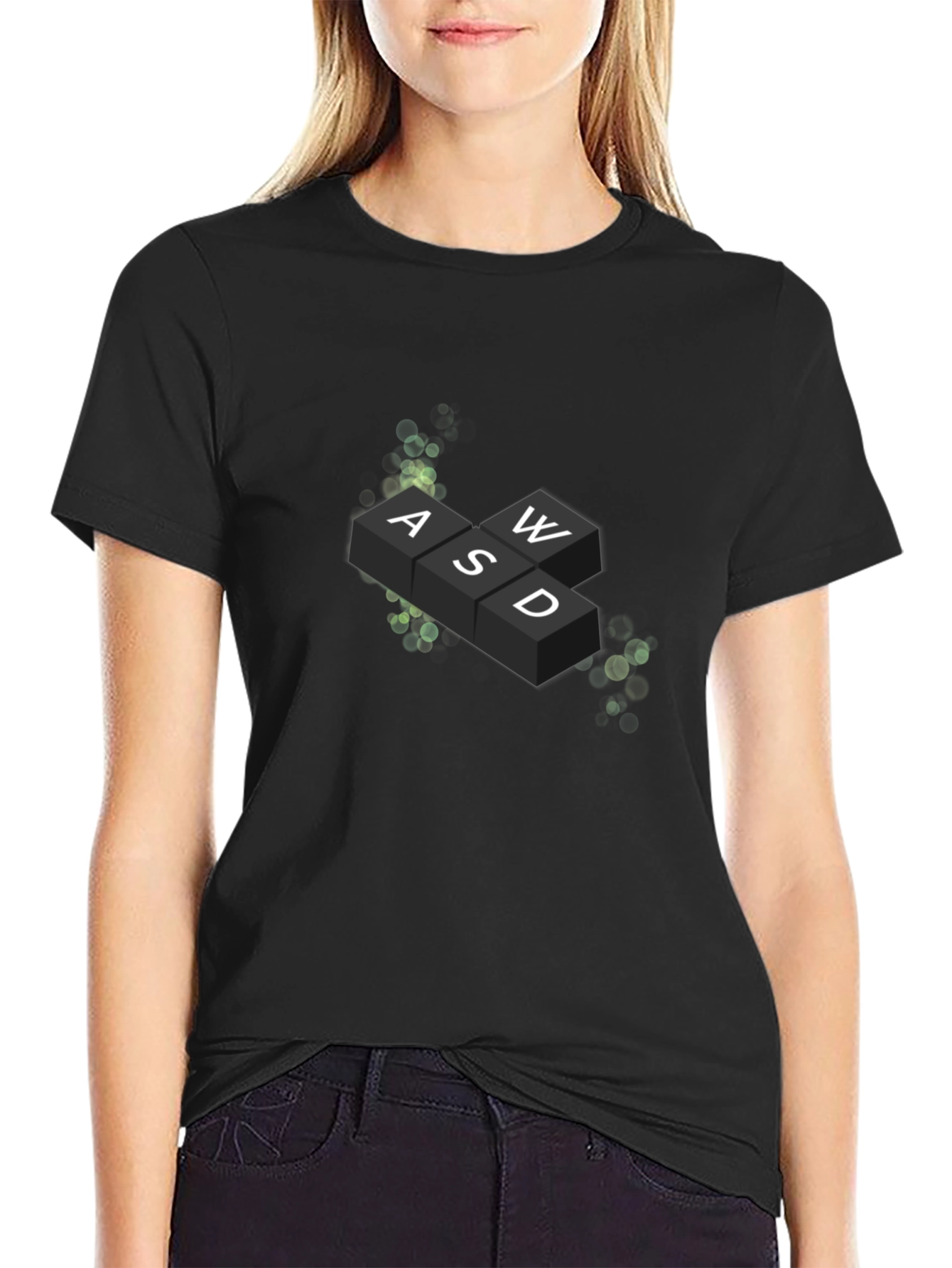 Gamers Tee: WASD Keyboard Graphic Print Black T-Shirt