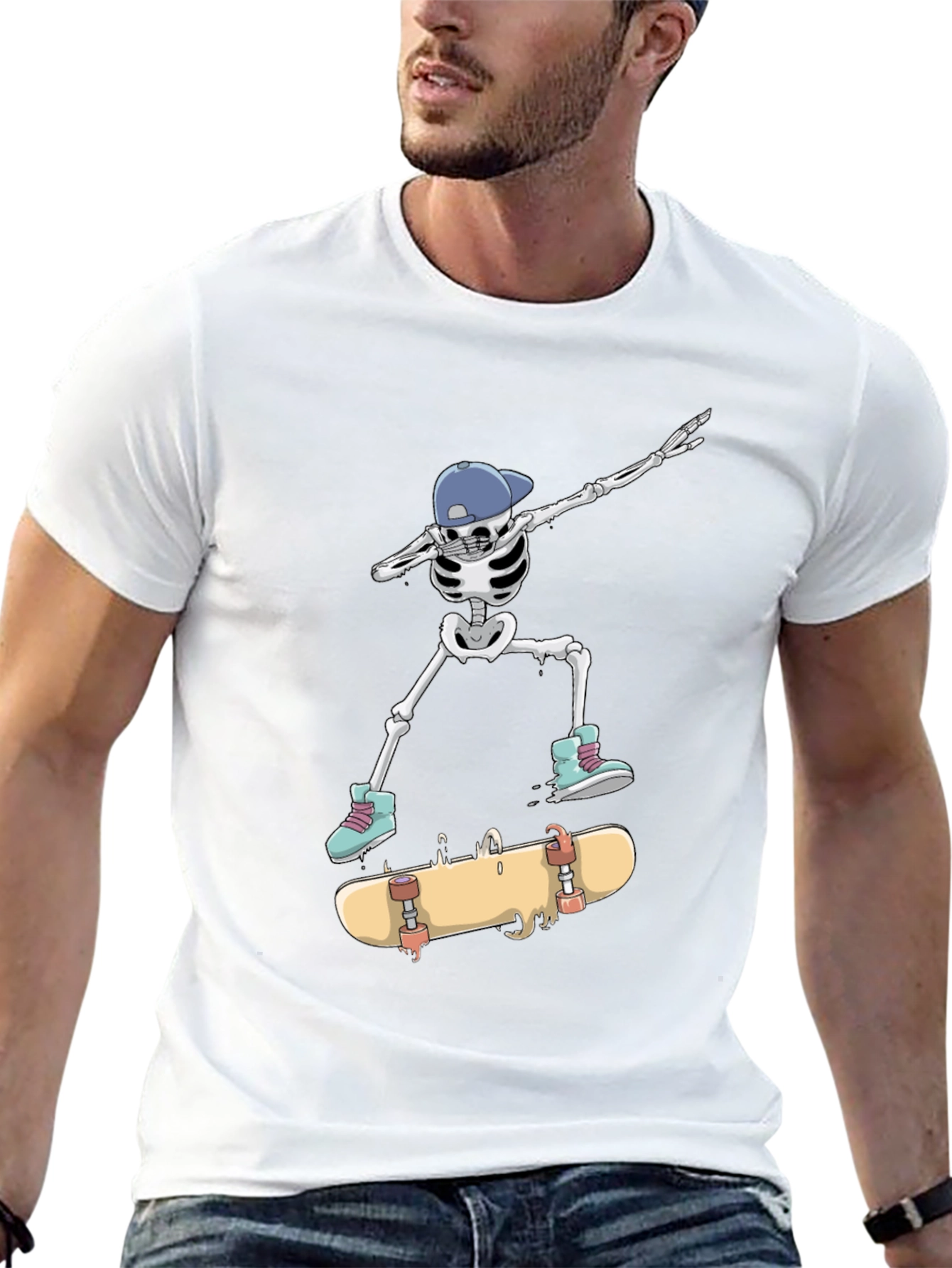 Skateboarding Skeleton Graphic Tee