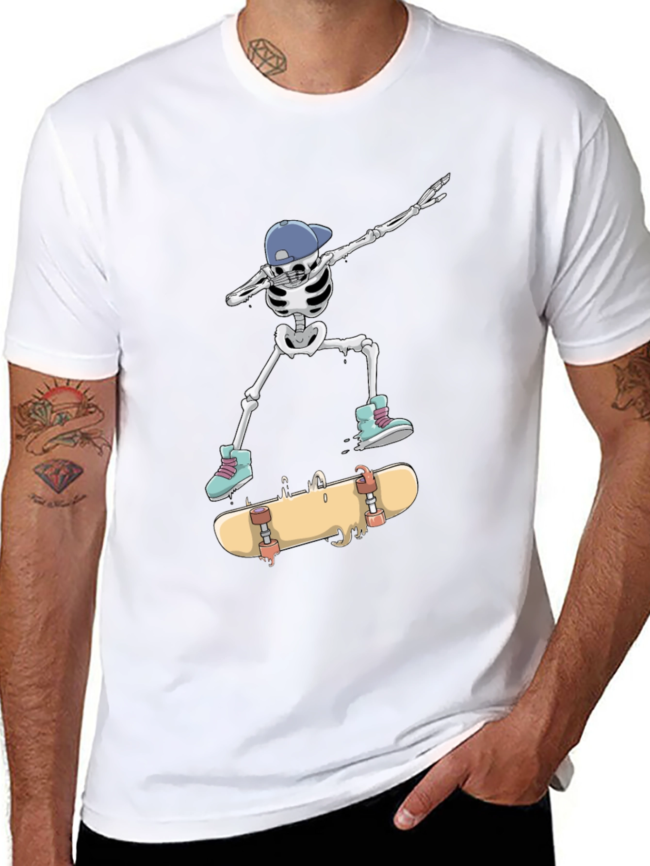Skateboarding Skeleton Graphic Tee