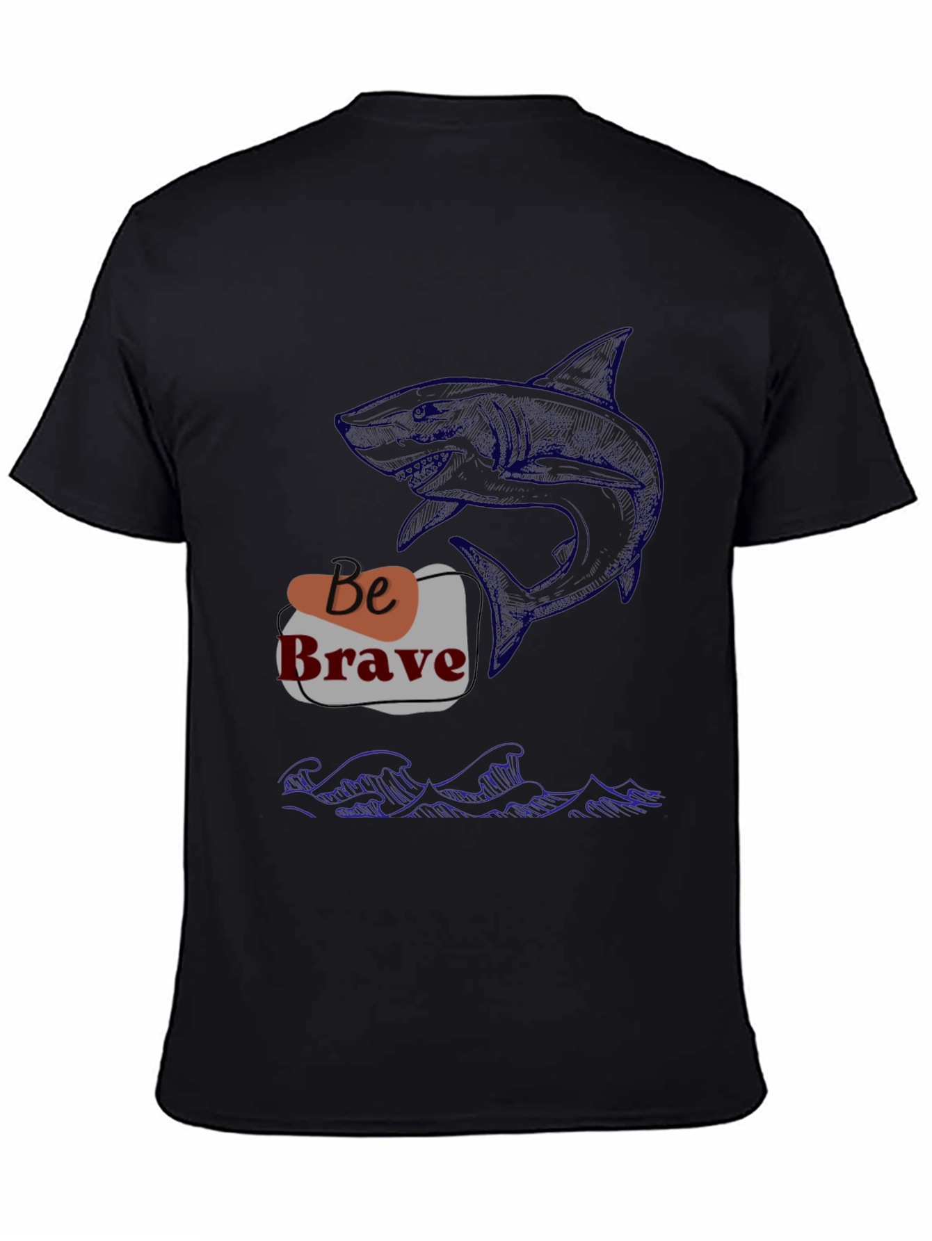 Be Brave Shark Graphic Tee - Black