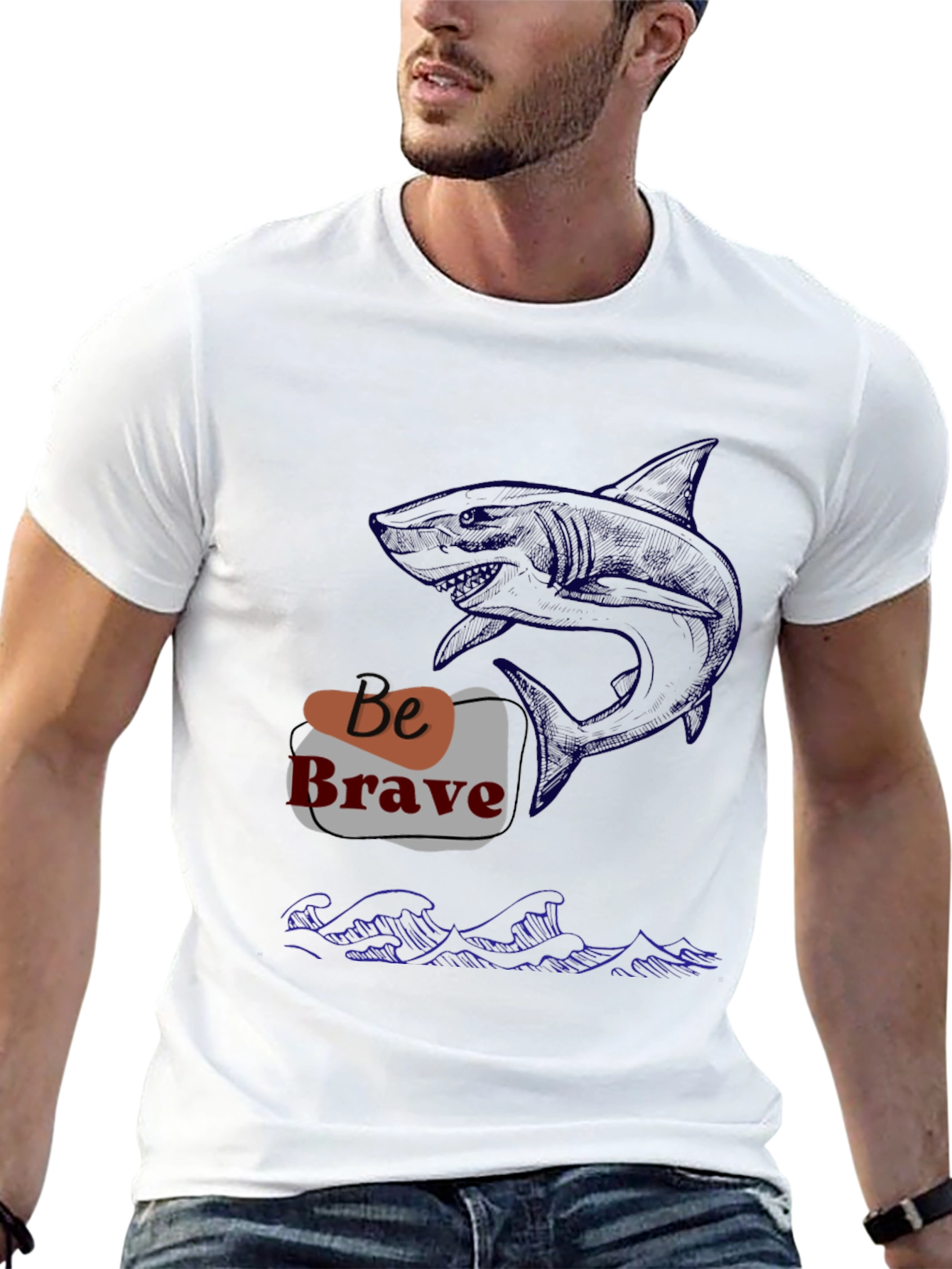 Be Brave Shark Graphic Tee - Black