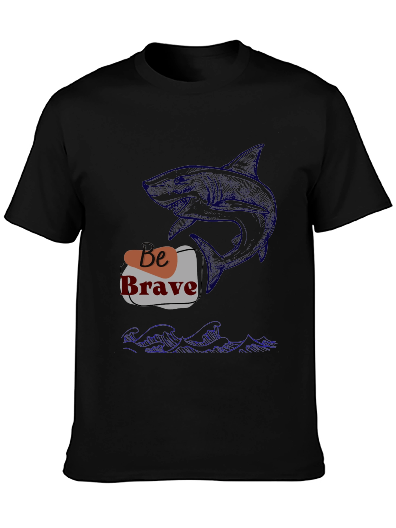 Be Brave Shark Graphic Tee - Black