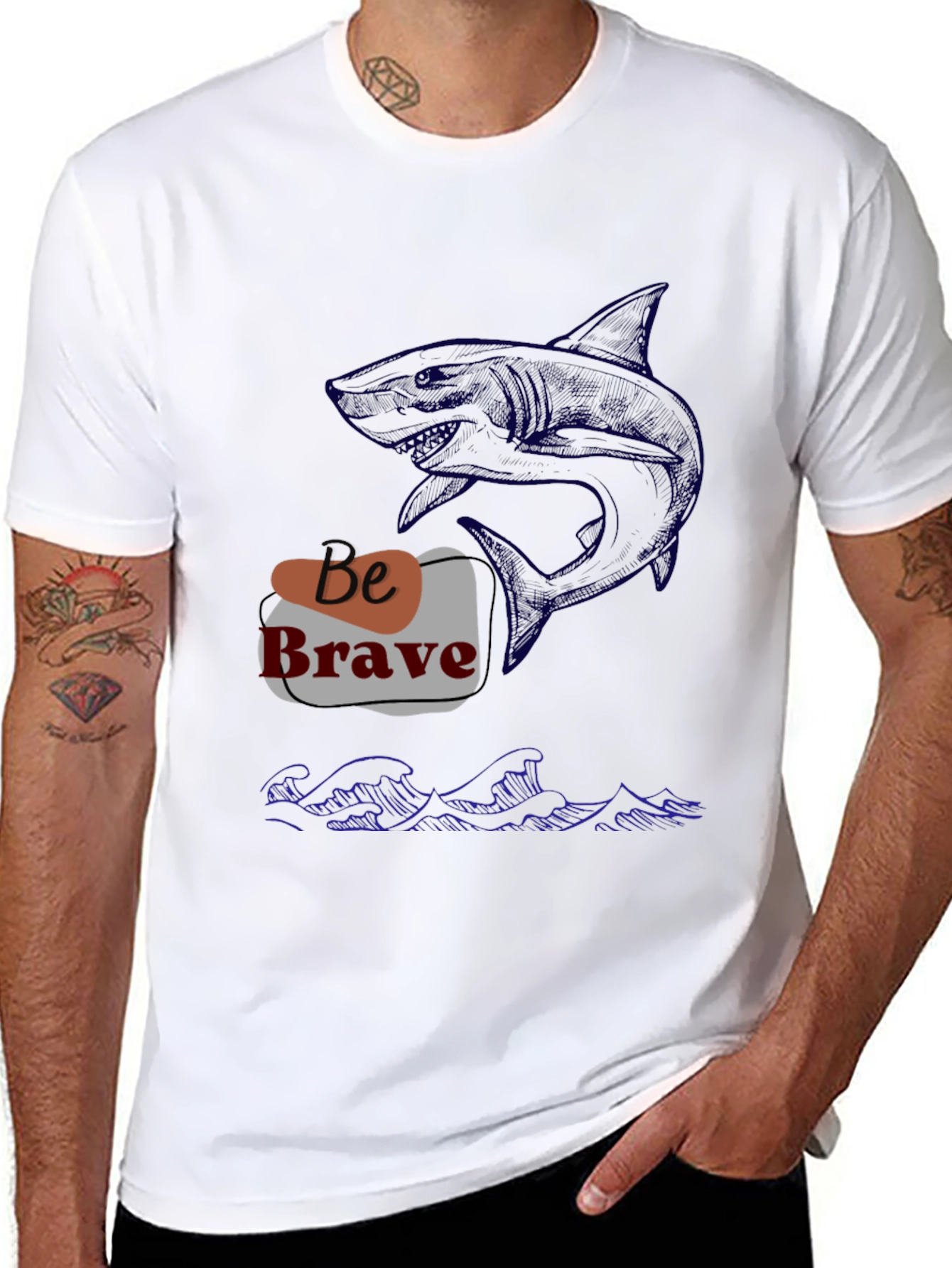 Be Brave Shark Graphic Tee - Black