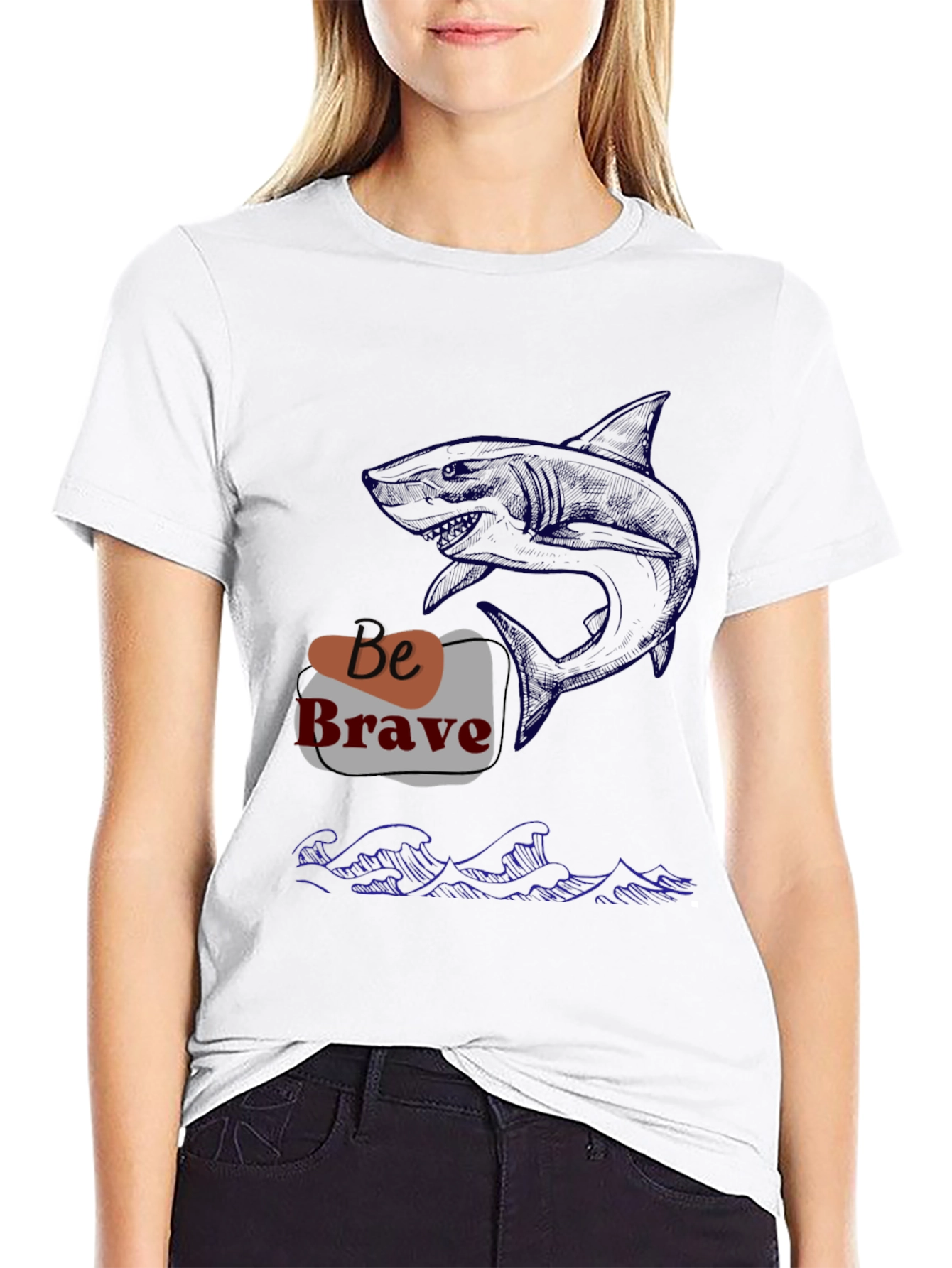 Be Brave Shark Graphic Tee - Black