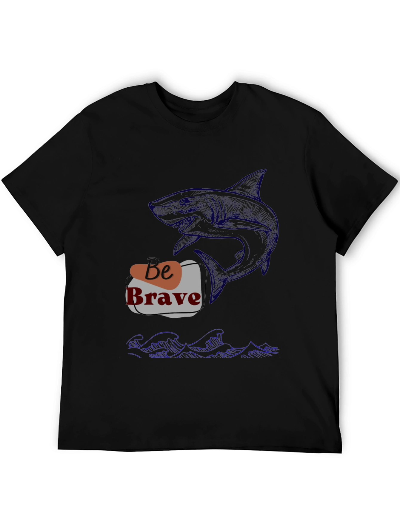 Be Brave Shark Graphic Tee - Black
