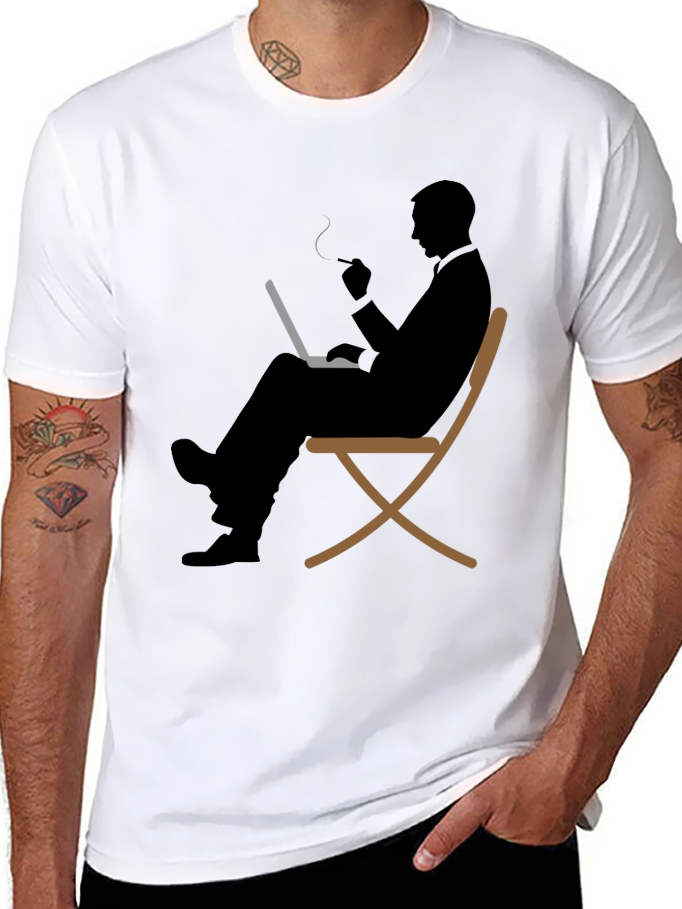 Smoker Silhouette Graphic Tee - Relaxed Style