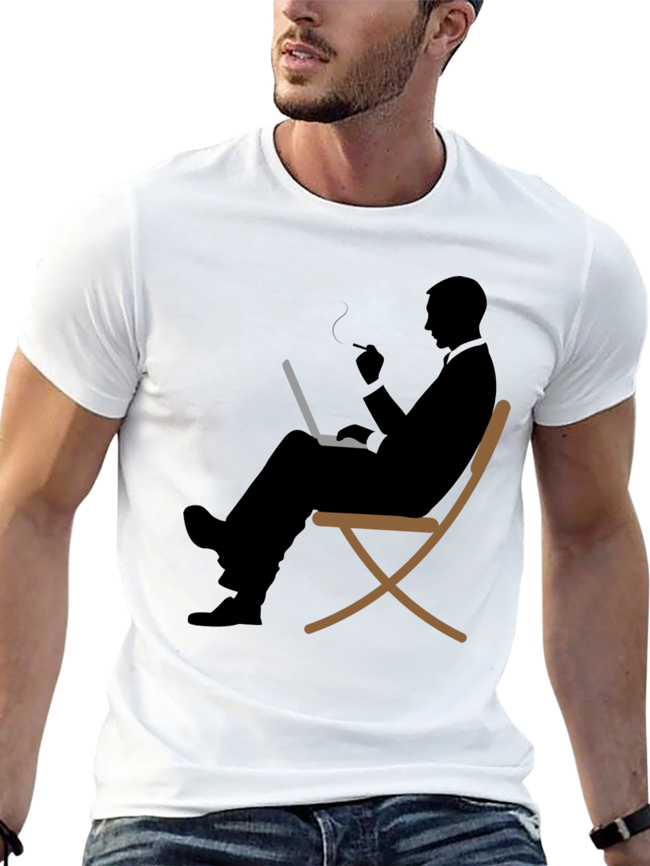 Smoker Silhouette Graphic Tee - Relaxed Style