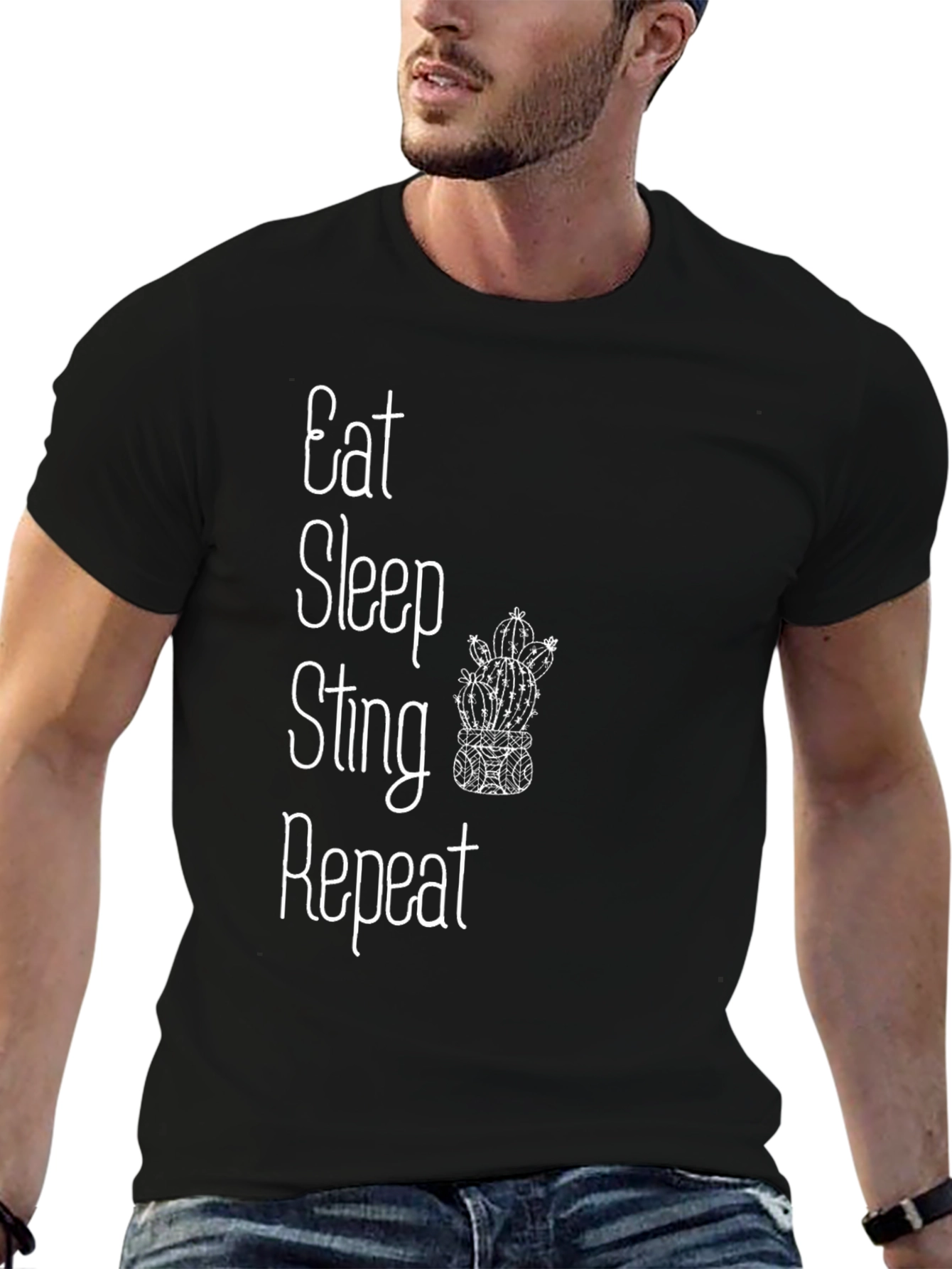 Eat Sleep Sting Repeat Cactus T-Shirt