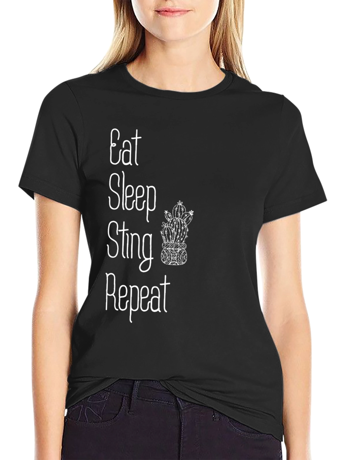 Eat Sleep Sting Repeat Cactus T-Shirt