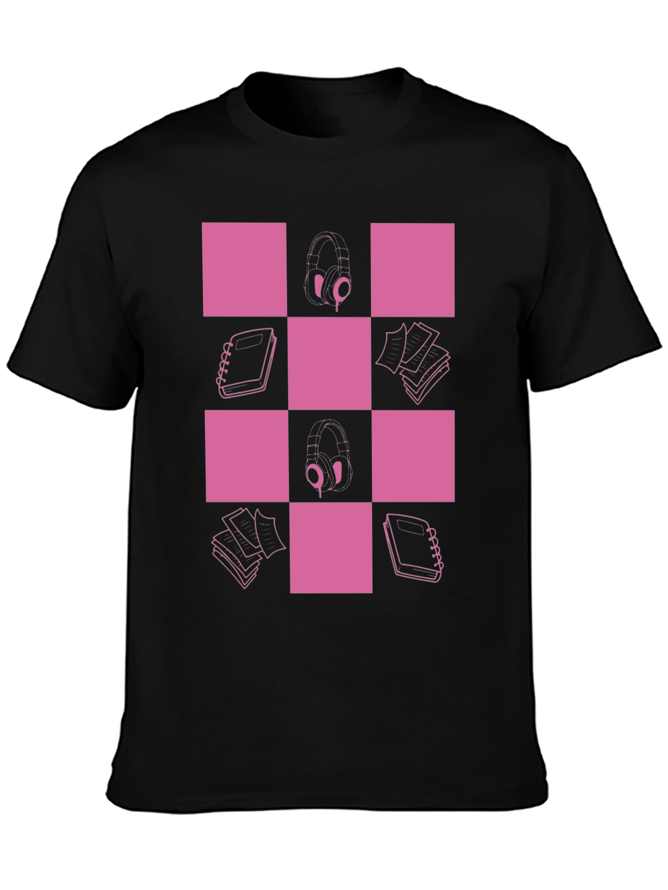 Checkered Pink & Black Graphic Tee