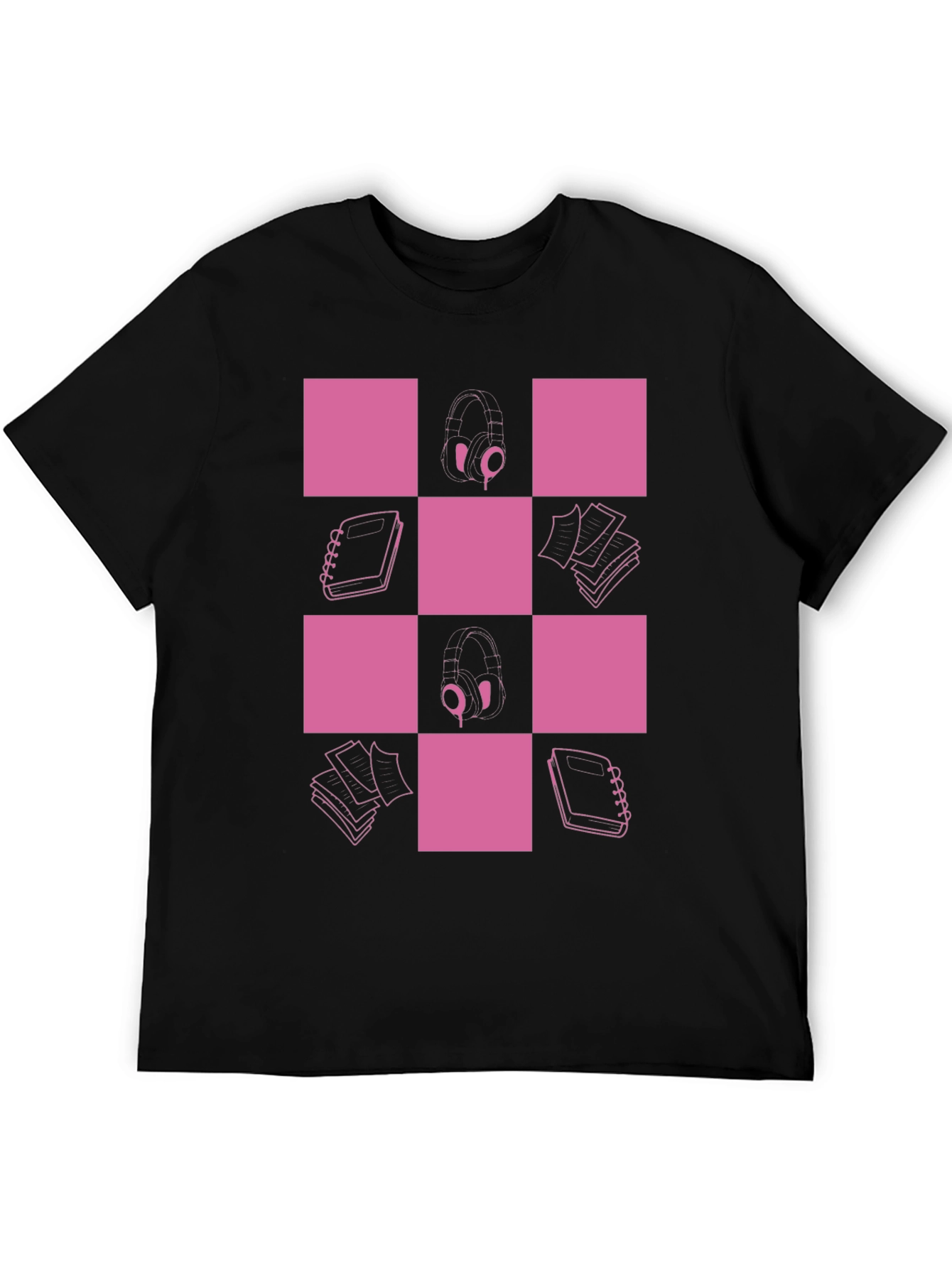 Checkered Pink & Black Graphic Tee