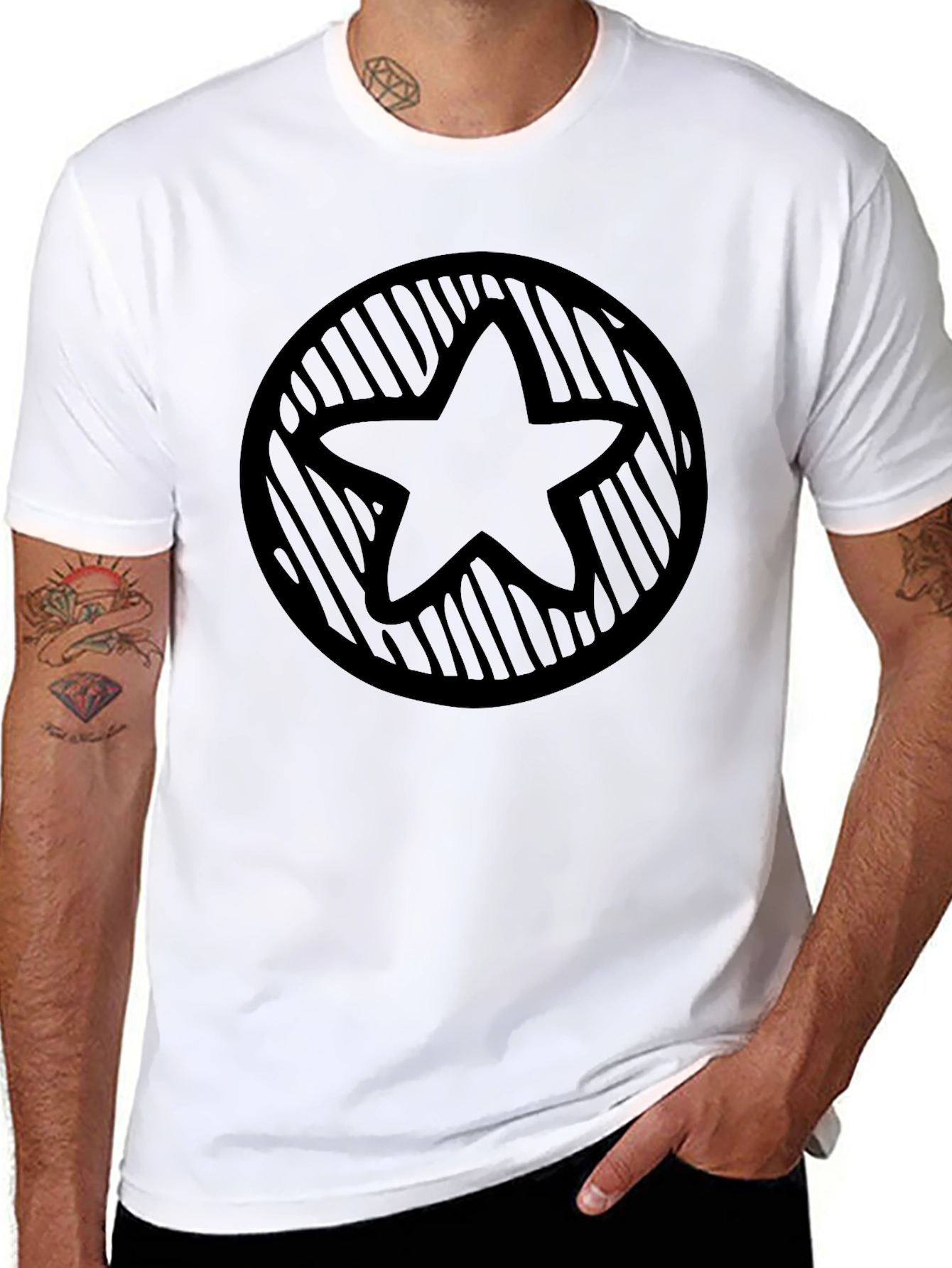 Star Circle Graphic Tee - Black Casual Style