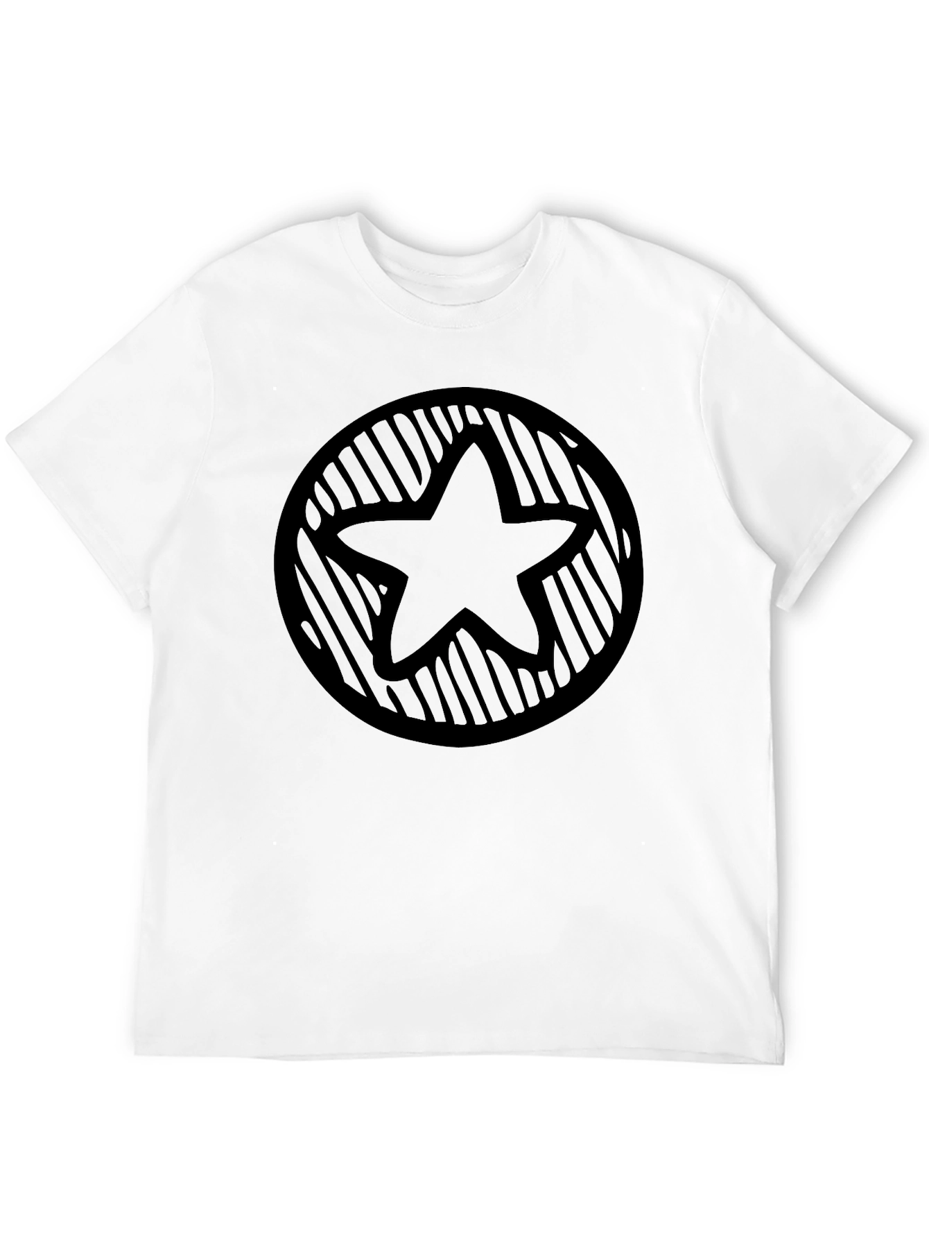 Star Circle Graphic Tee - Black Casual Style